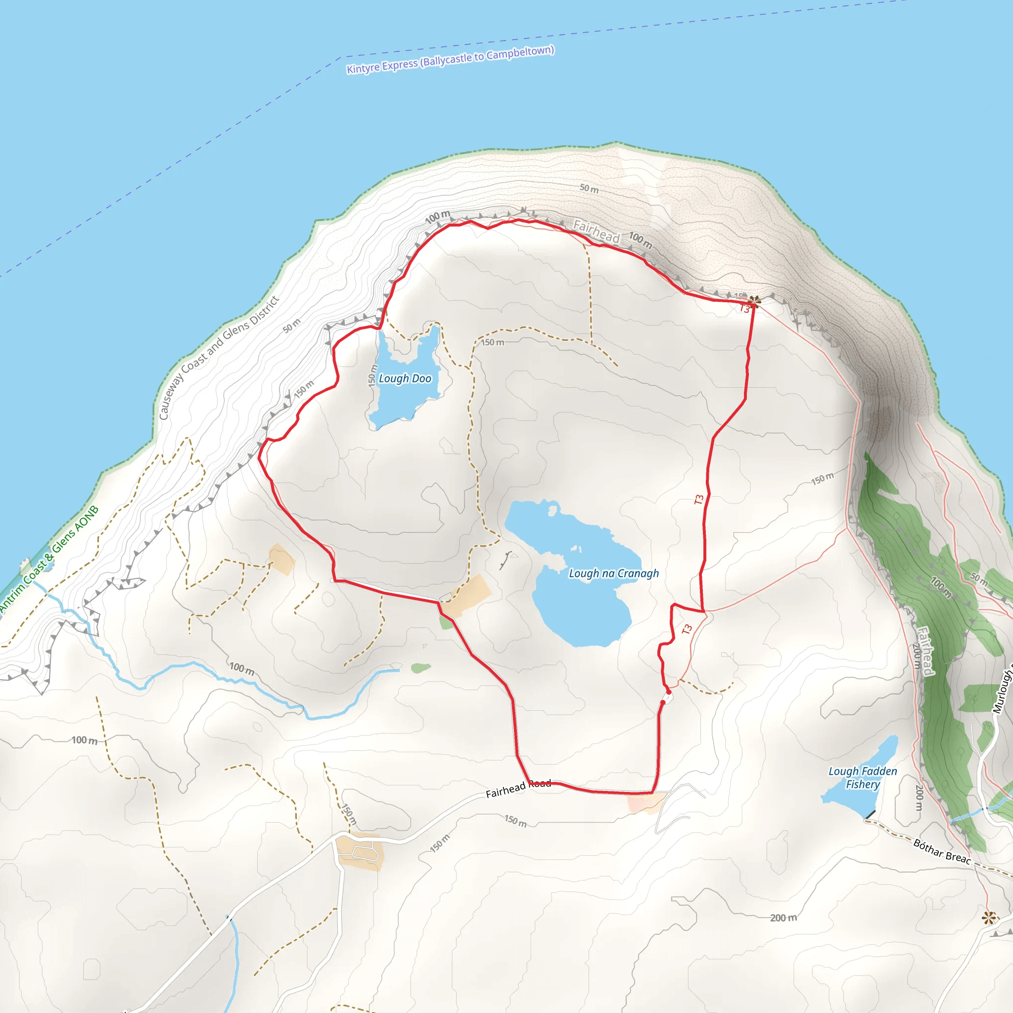 Fairhead an Bealach Runda Walk mobile static map