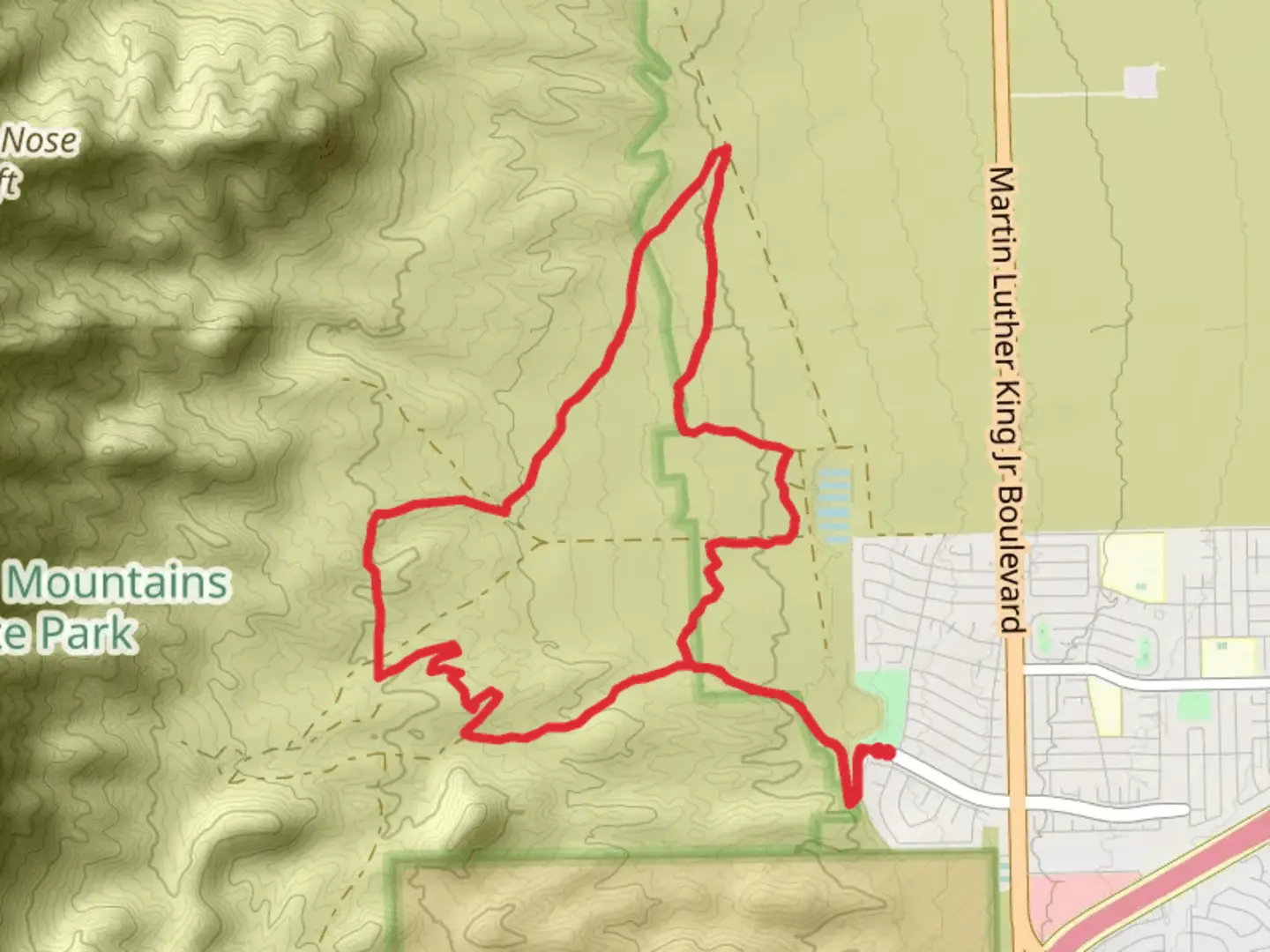 An image depicting the trail Lazy Cow, Mad Cow and Blue Moon Loop and its surrounding area.