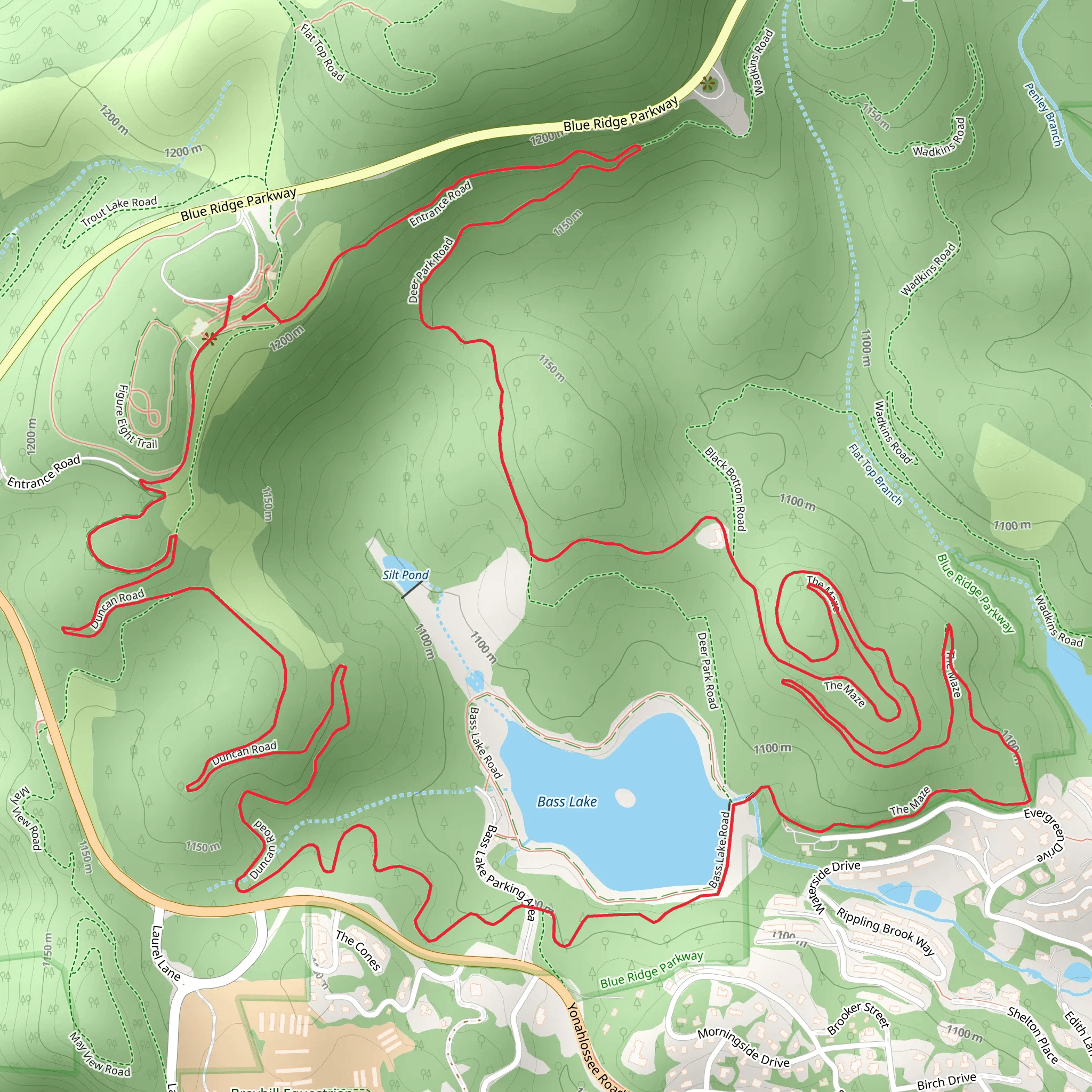 Duncan Road, The Maze and Bass Lake Loop mobile static map