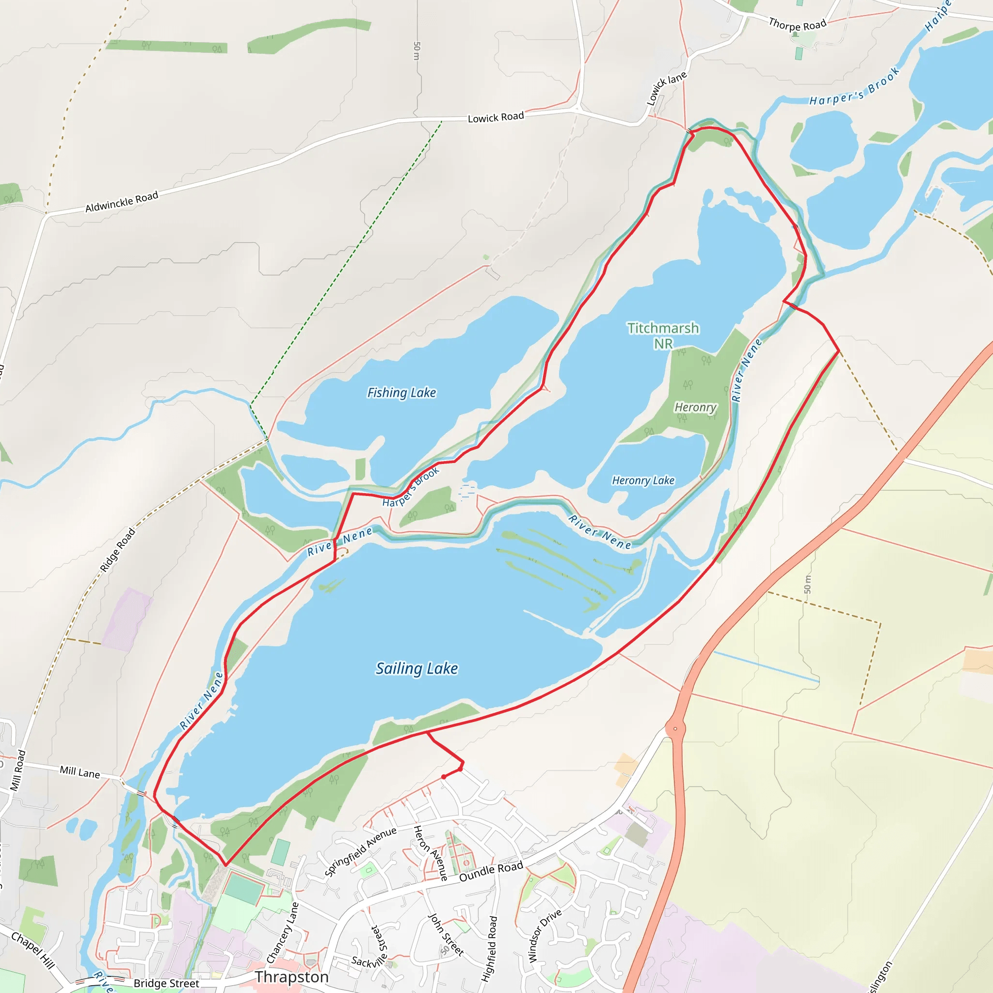 Sailing Lake and Titchmarsh NR Loop mobile static map