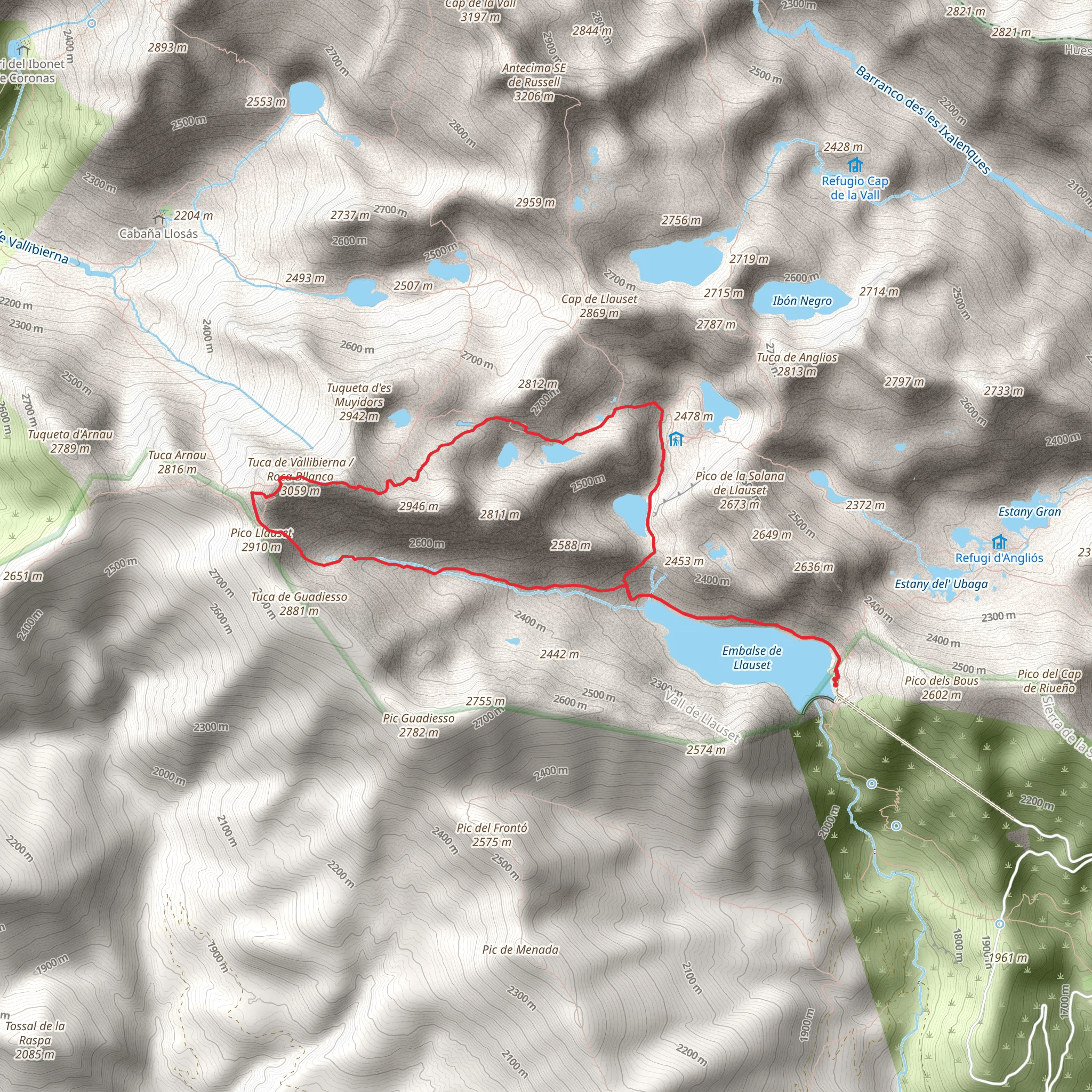 Llauset - Vallibierna Circular mobile static map