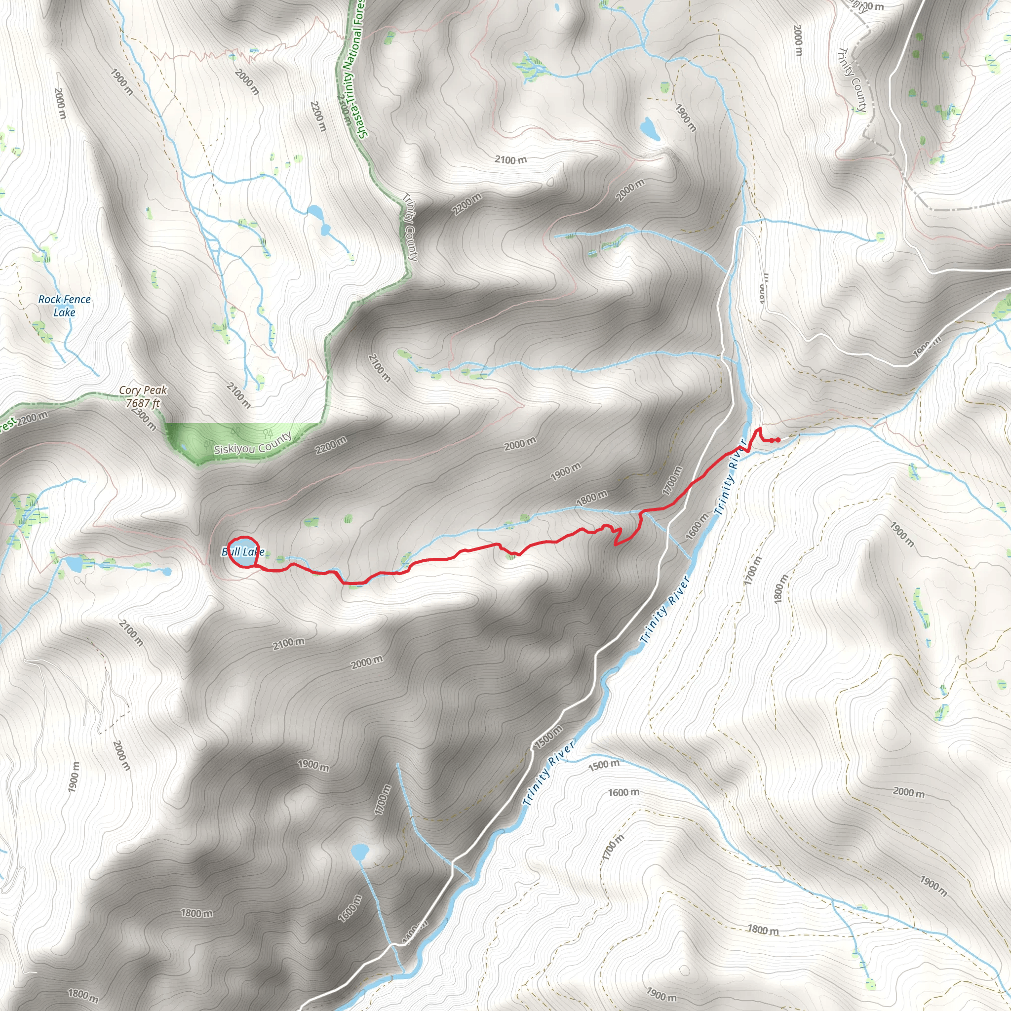 Sisson Callahan - Trinity River - Bull Lake Trail mobile static map