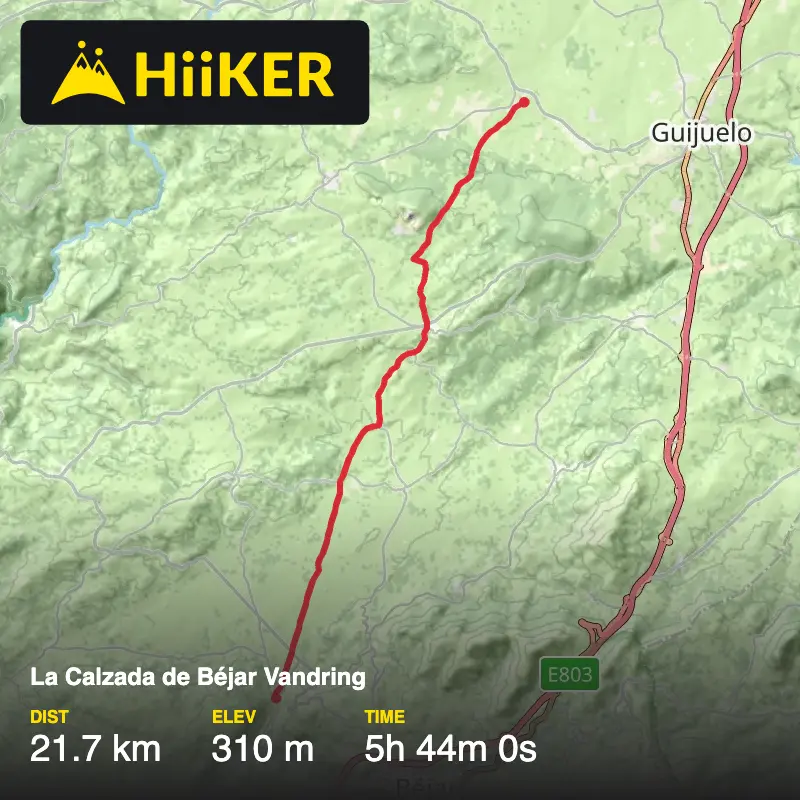 A map preview of the recording La Calzada de Béjar Vandring.