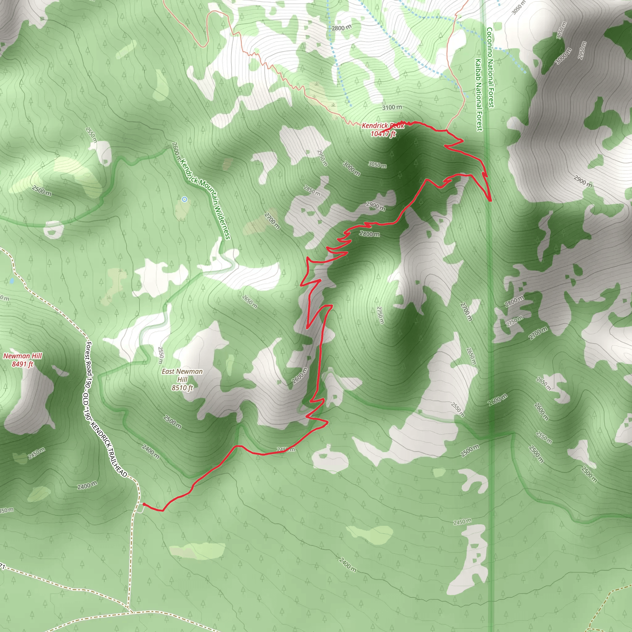 Kendrick Peak via Kendrick Trail mobile static map