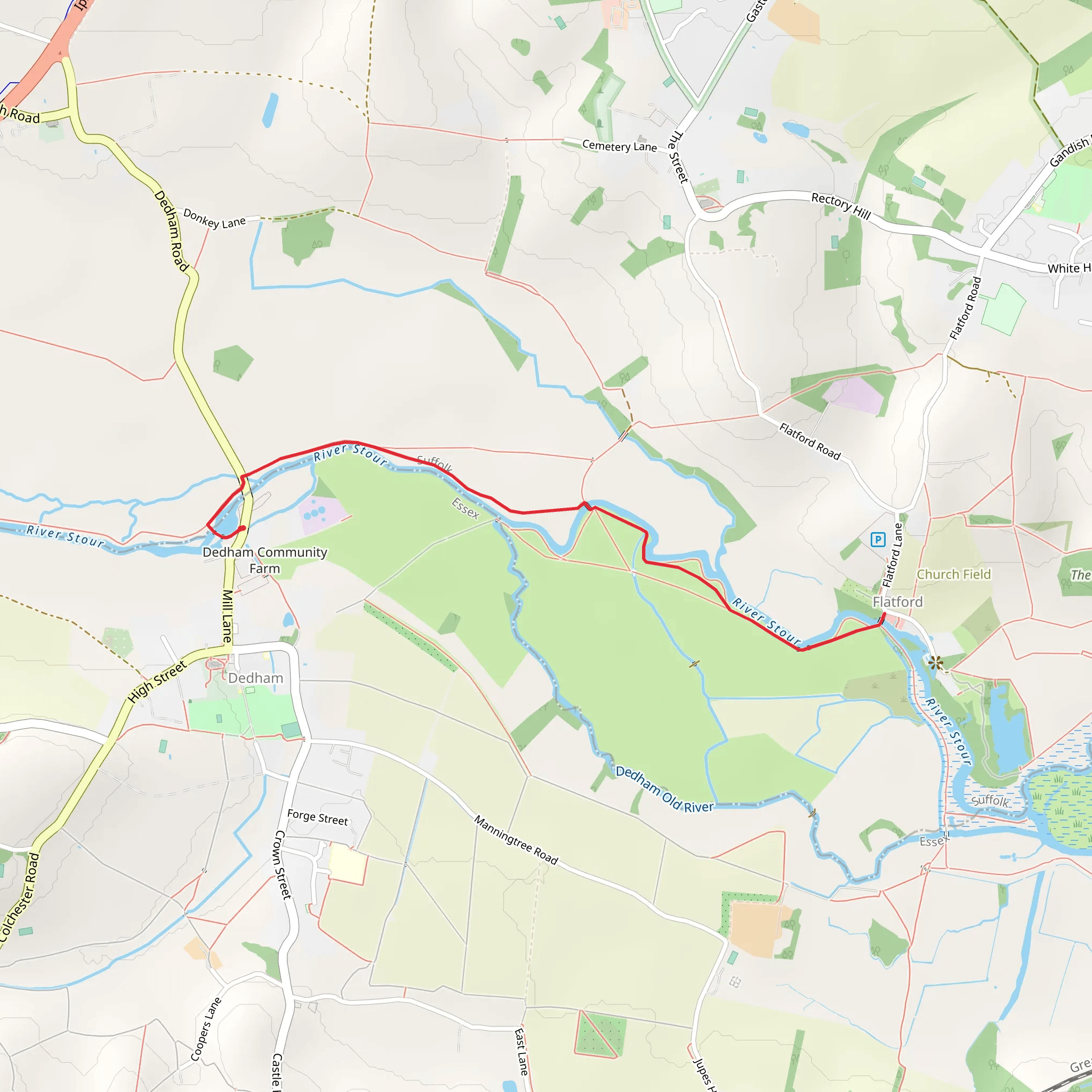River Stour - Dedham to Flatford Walk mobile static map