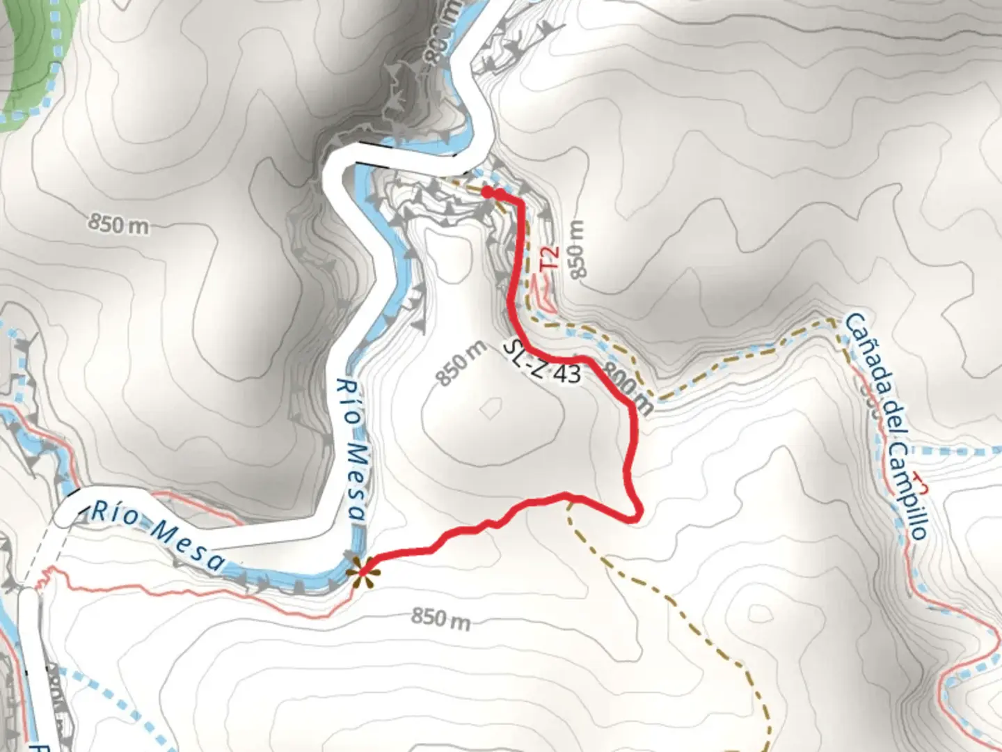 An image depicting the trail Gorges of the Mesa River SL Z 43 and its surrounding area.