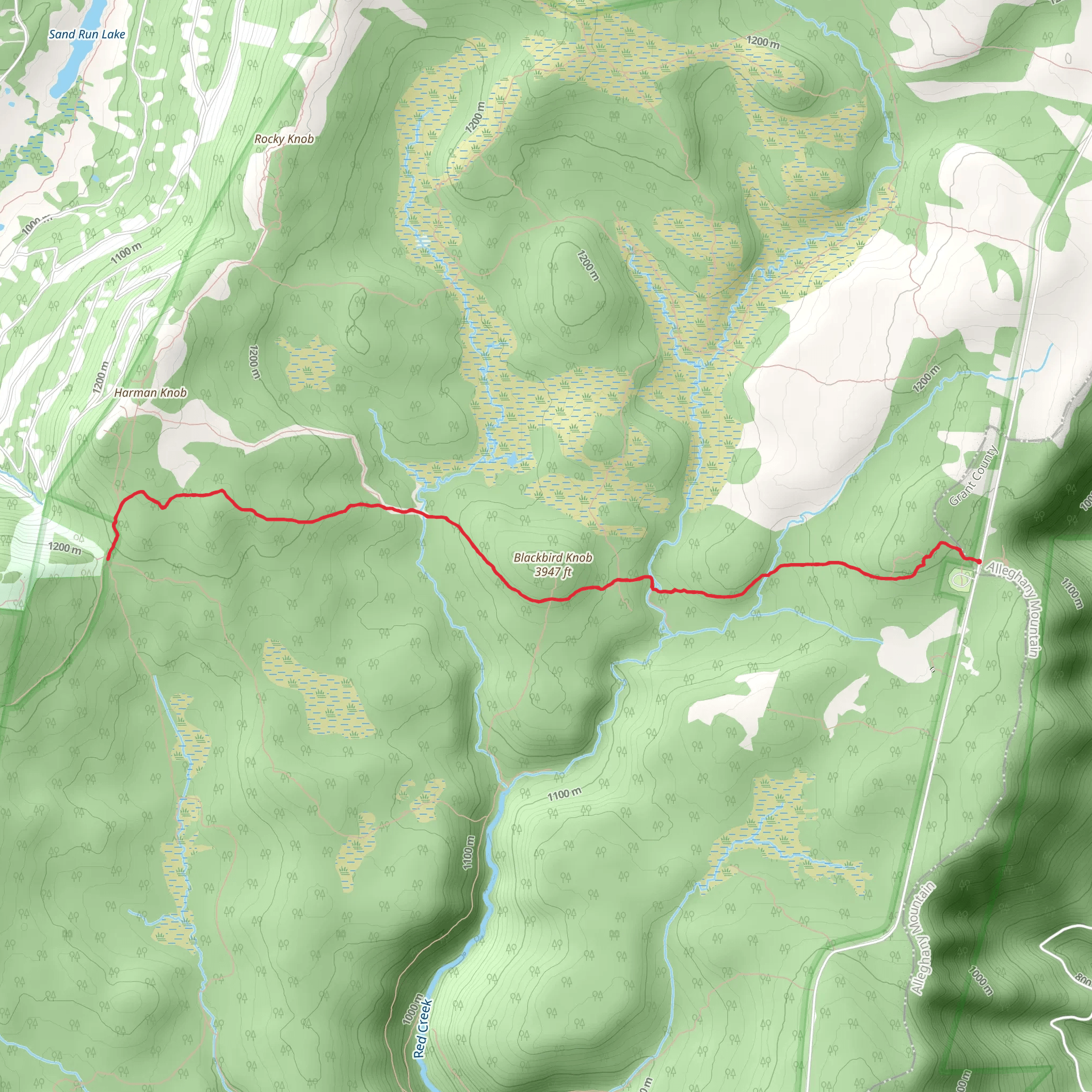 Blackbird Knob Trail mobile static map