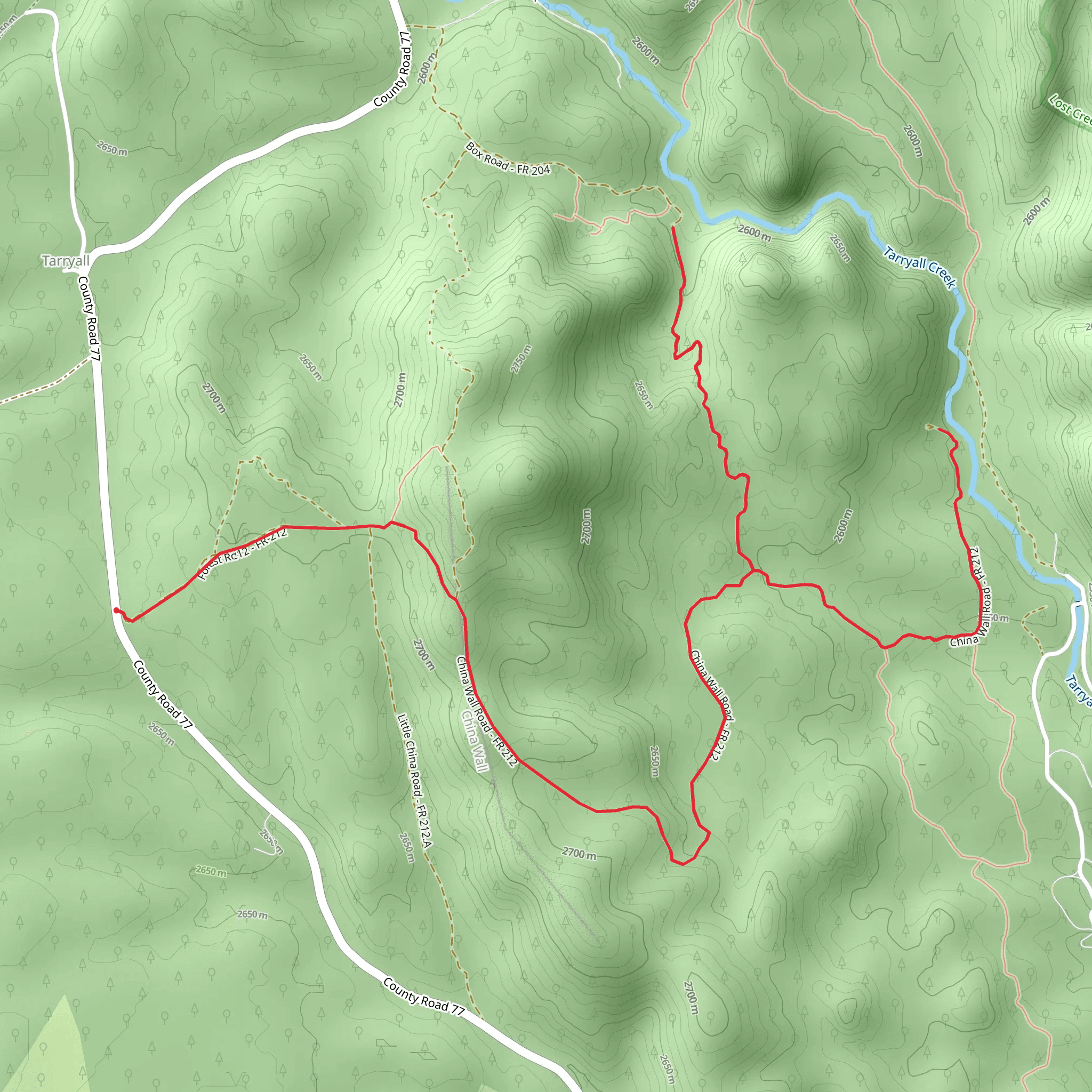 Tarryall Creek Out and Back mobile static map