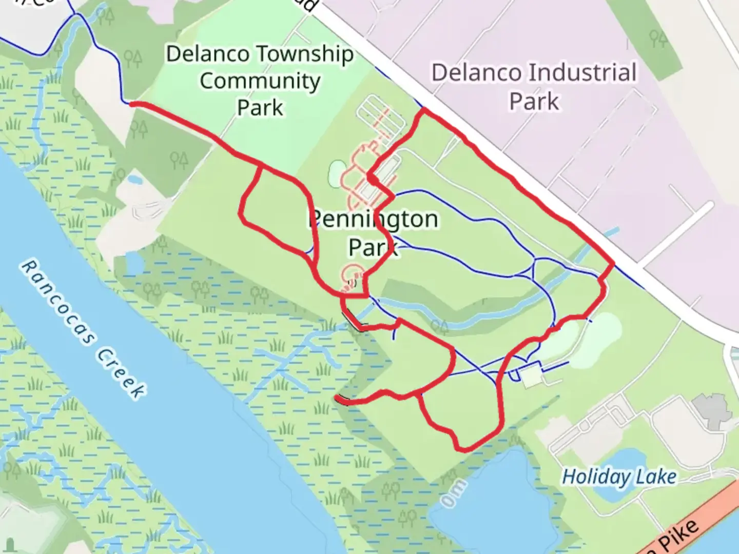 An image depicting the trail Pennington Park Loop and its surrounding area.