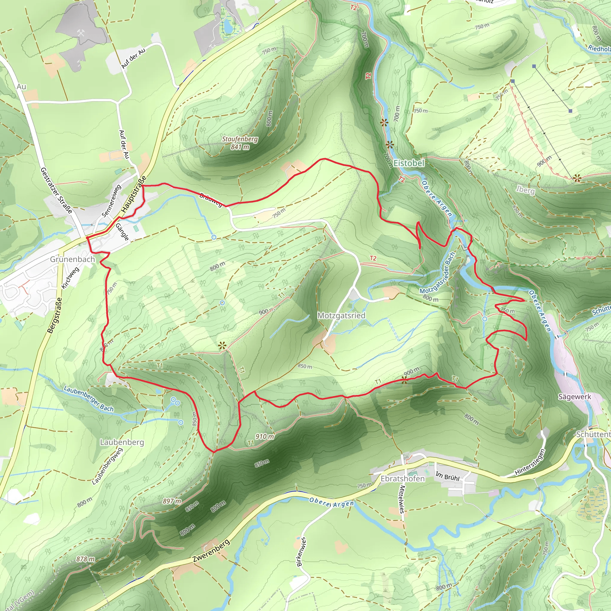 Kapf, Ruine Hohenegg and Wasserfall am Eissteg Loop via Kirchweg mobile static map