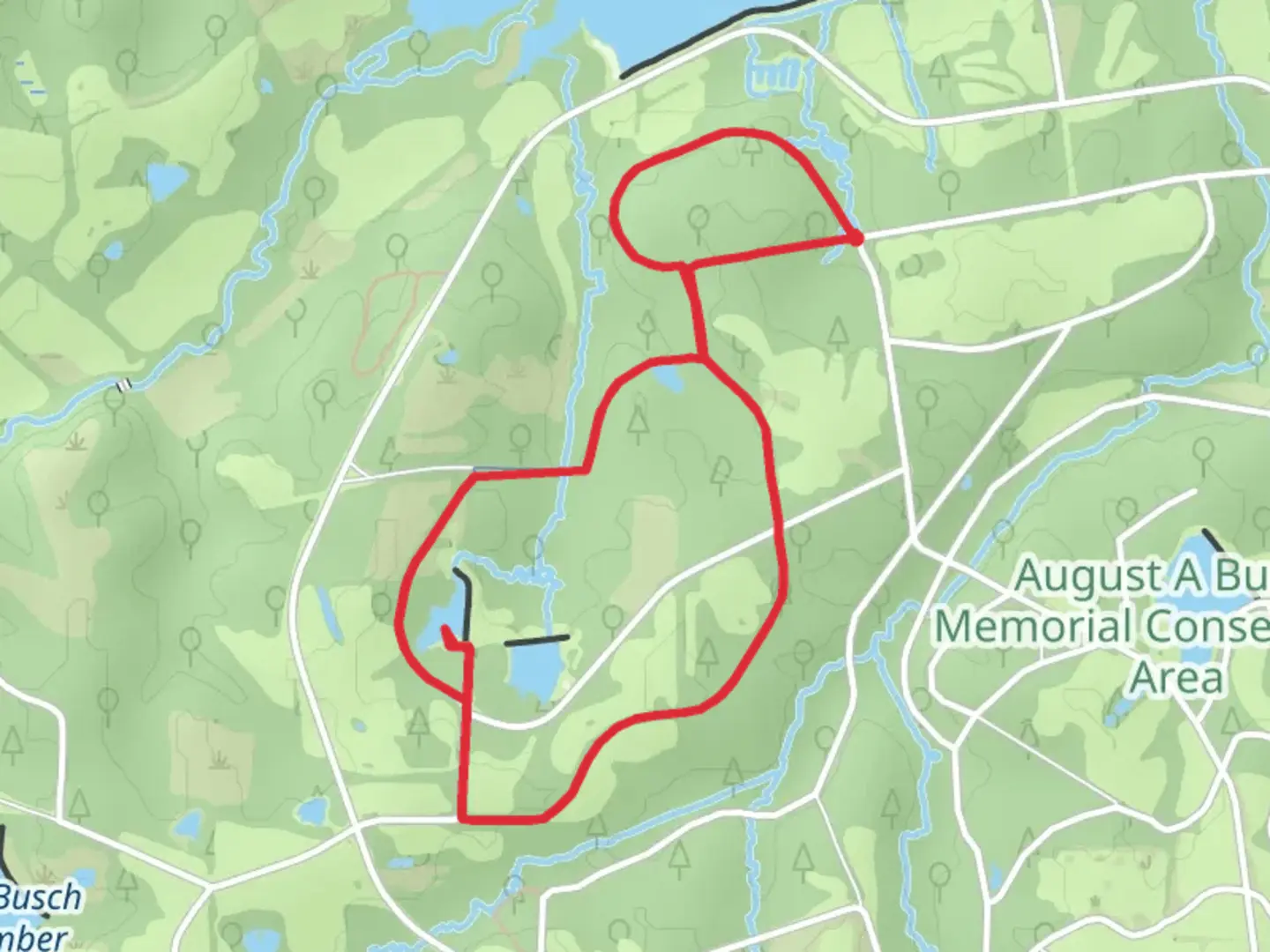 An image depicting the trail Busch Hiking Loop Trail and its surrounding area.