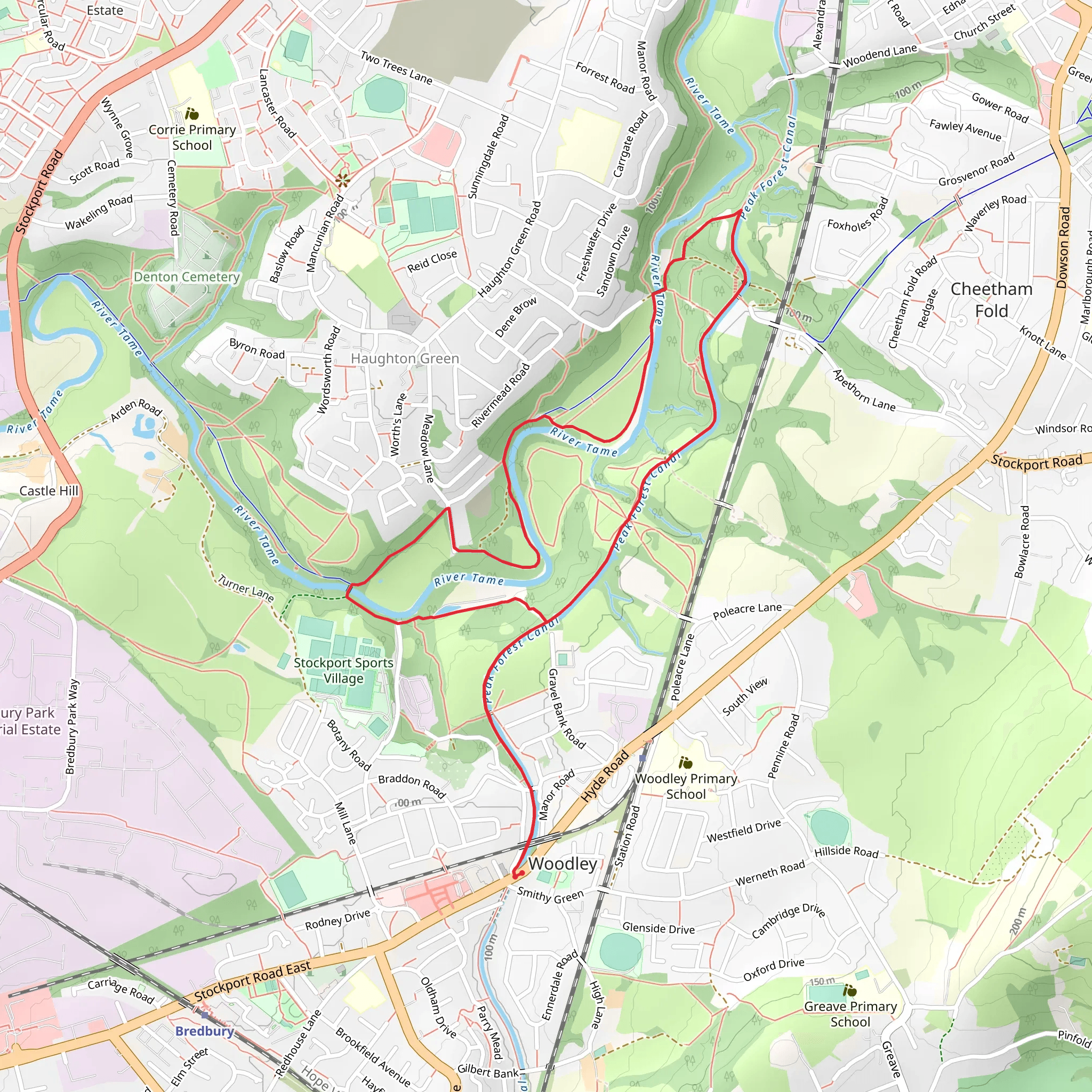 Haughton Dale and Peak Forest Canal mobile static map