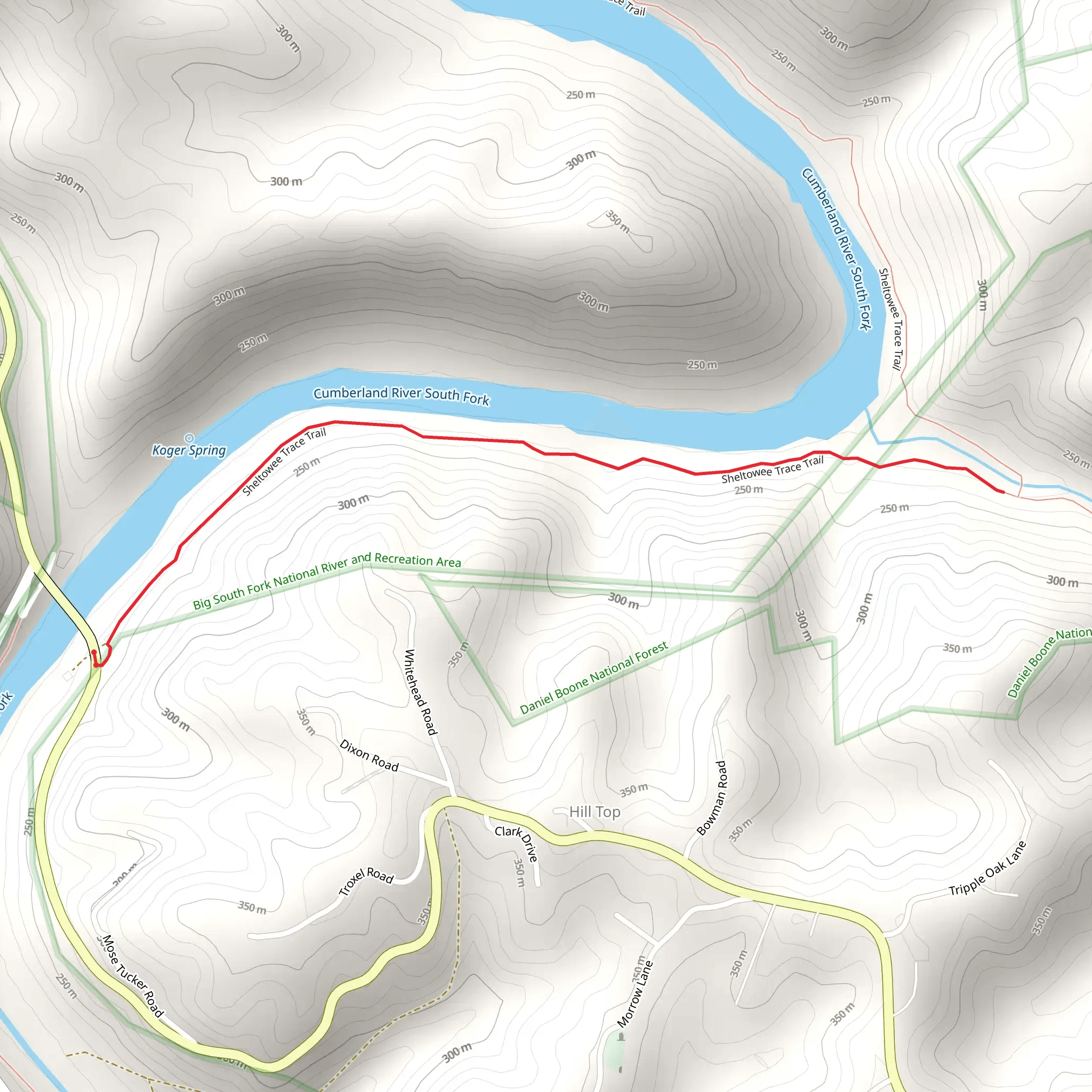 Sheltowee Trace Trail Out and Back mobile static map