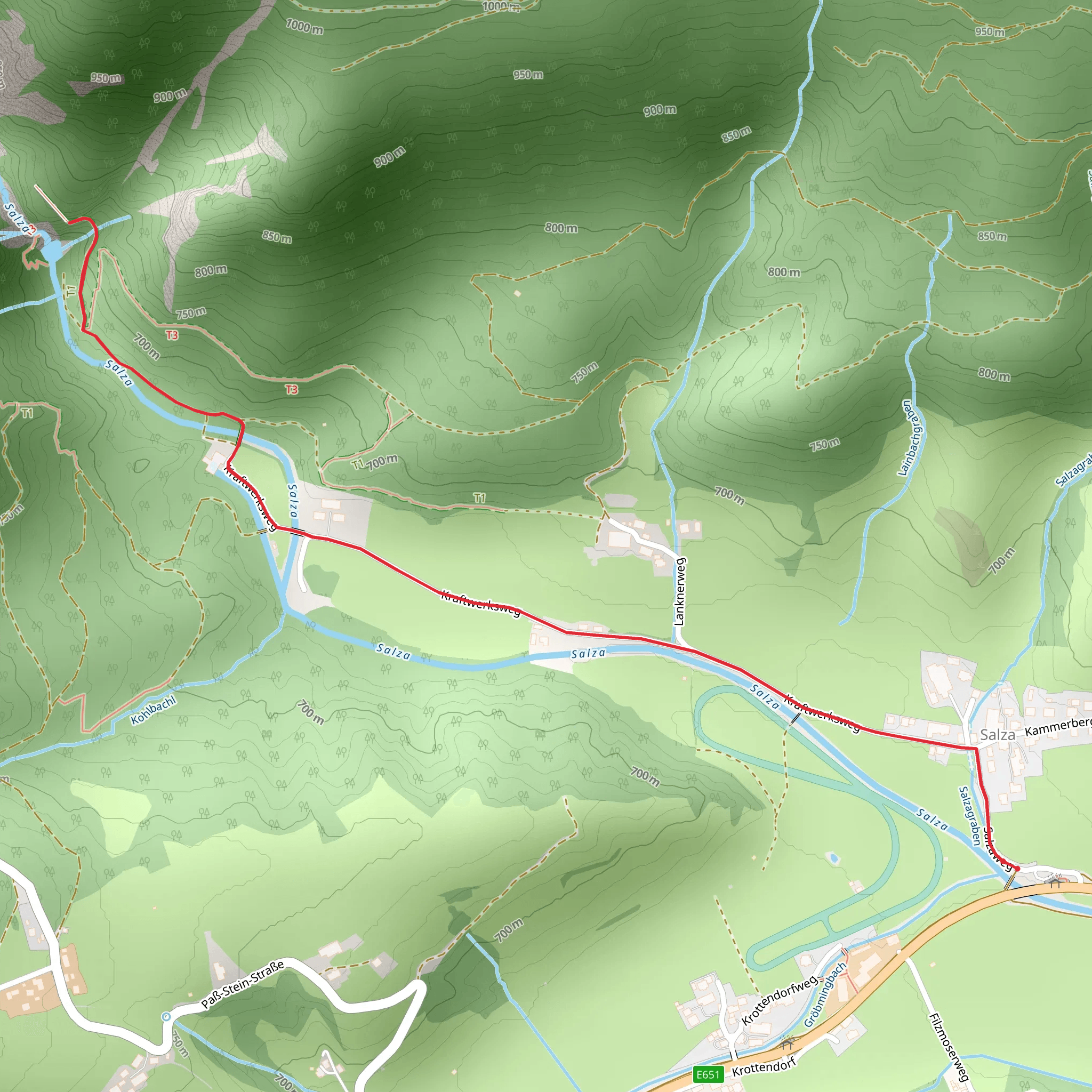 Salza Waterfall mobile static map
