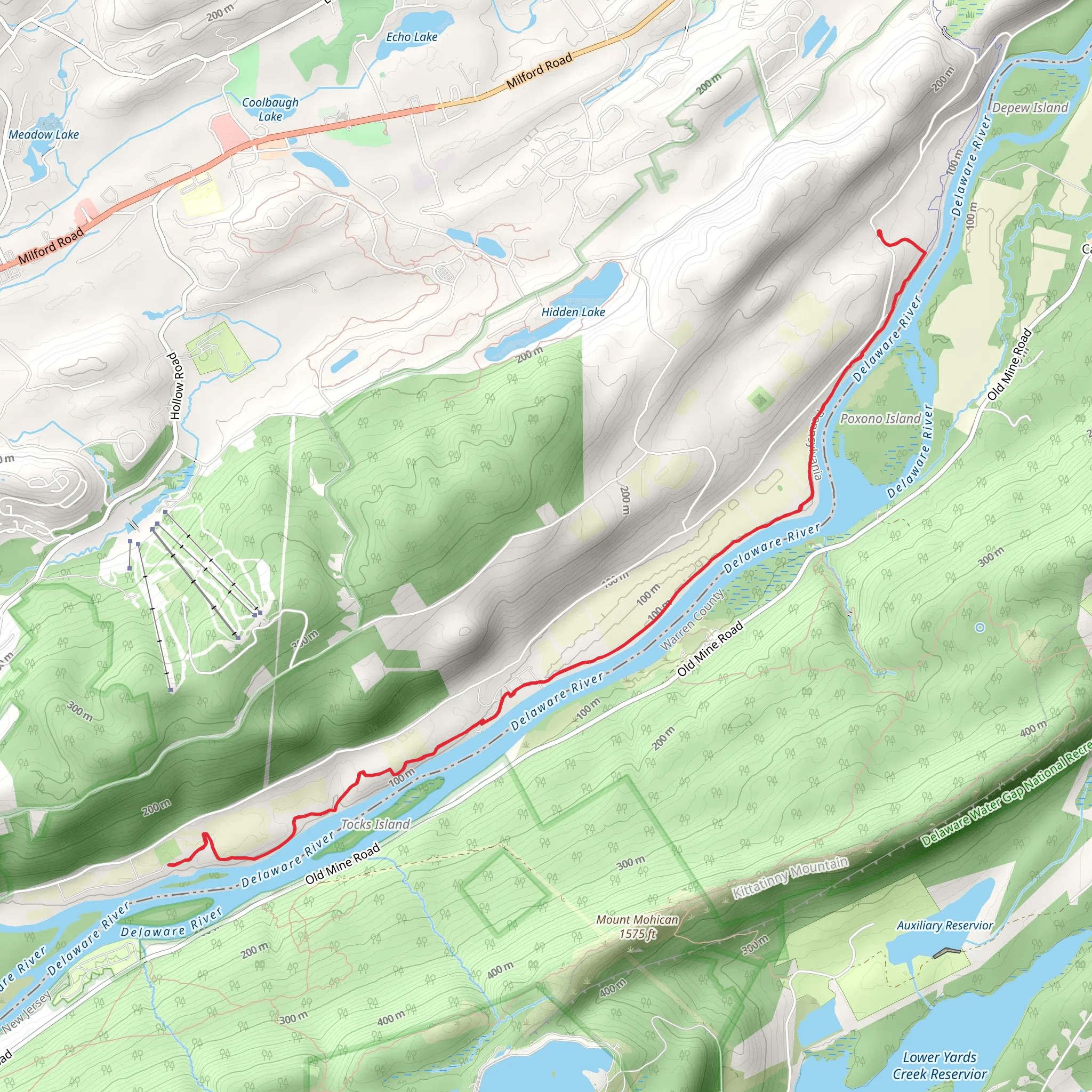 McDade Recreational Trail via Delaware River mobile static map