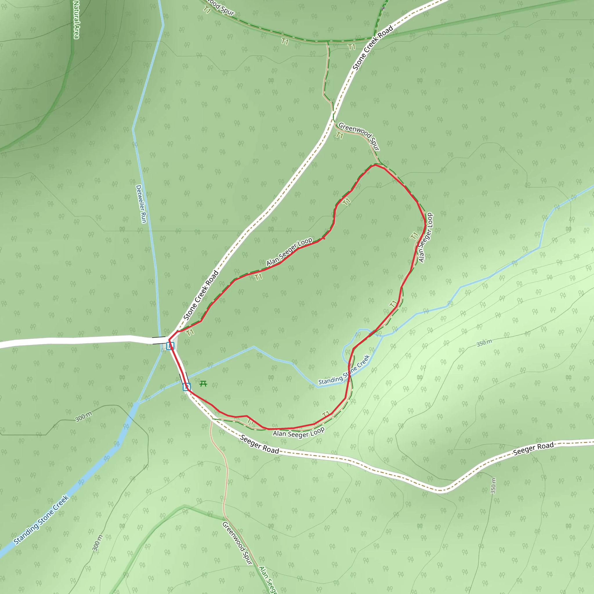 Standing Stone via Greenwood Spur Trail mobile static map