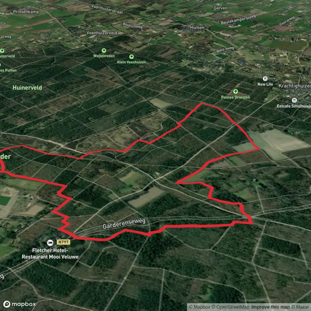 An image depicting the trail Peppelerboom Loop and its surrounding area.