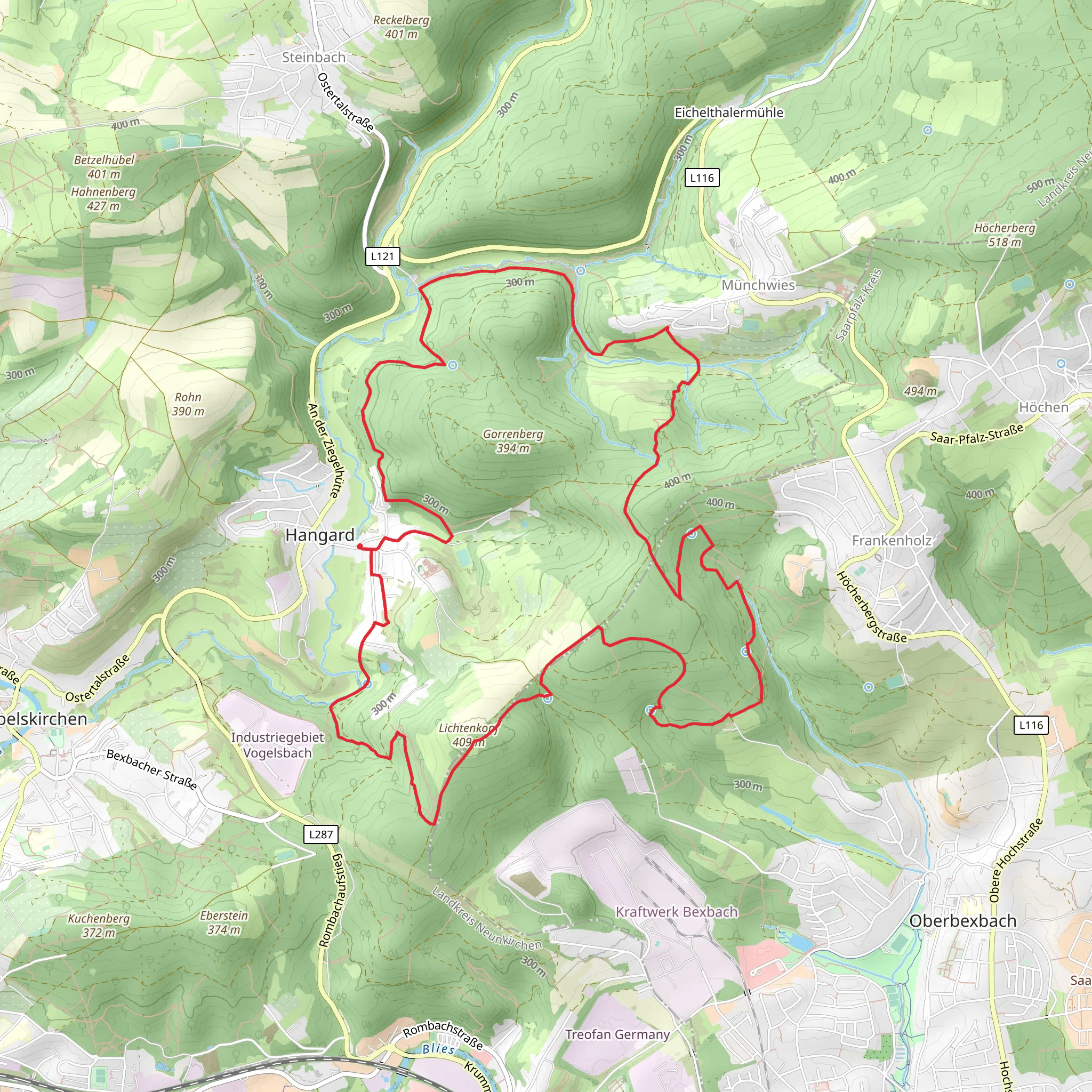 Hangard Loop via Lichtenkopf mobile static map