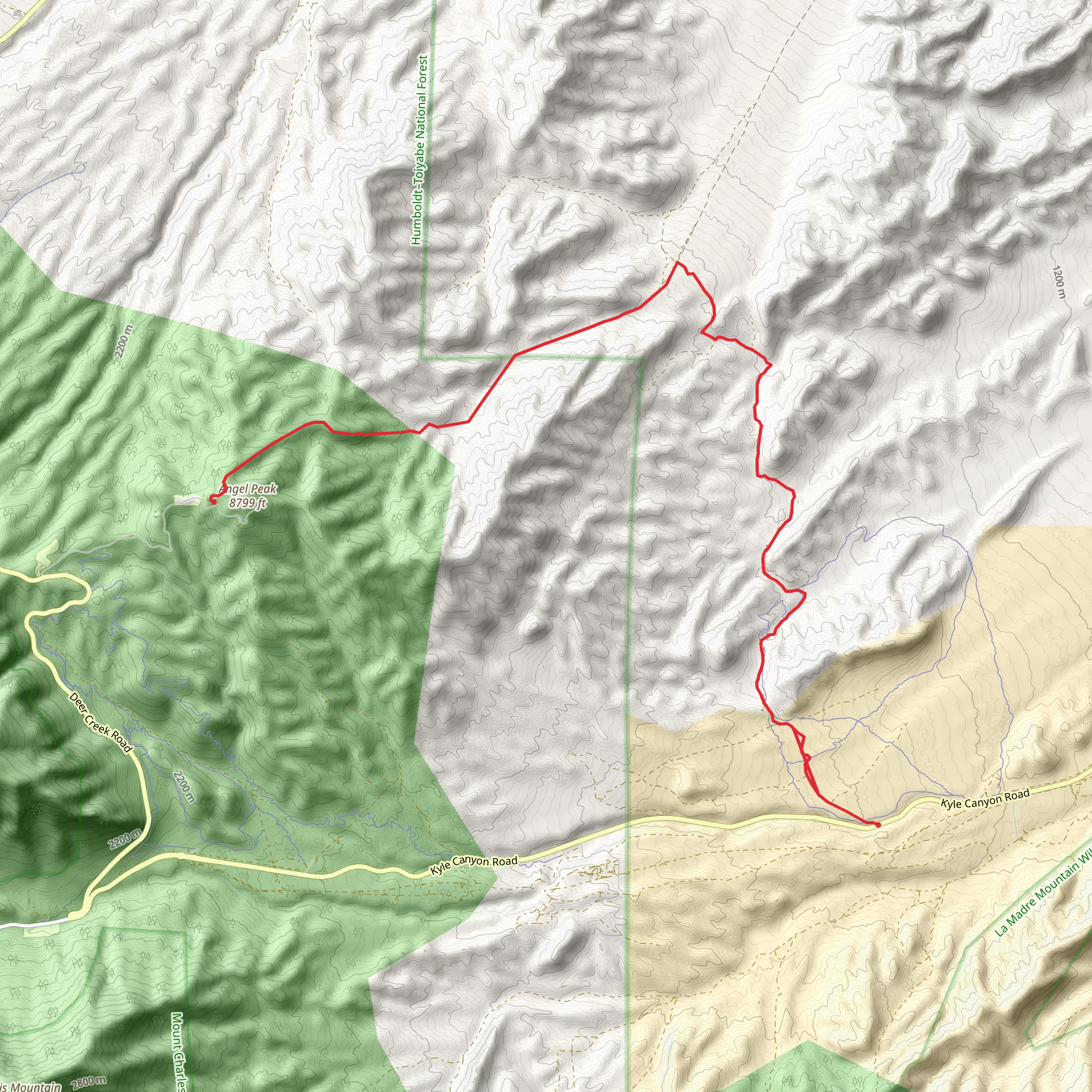 Angel Peak from Kyle Canyon Road mobile static map