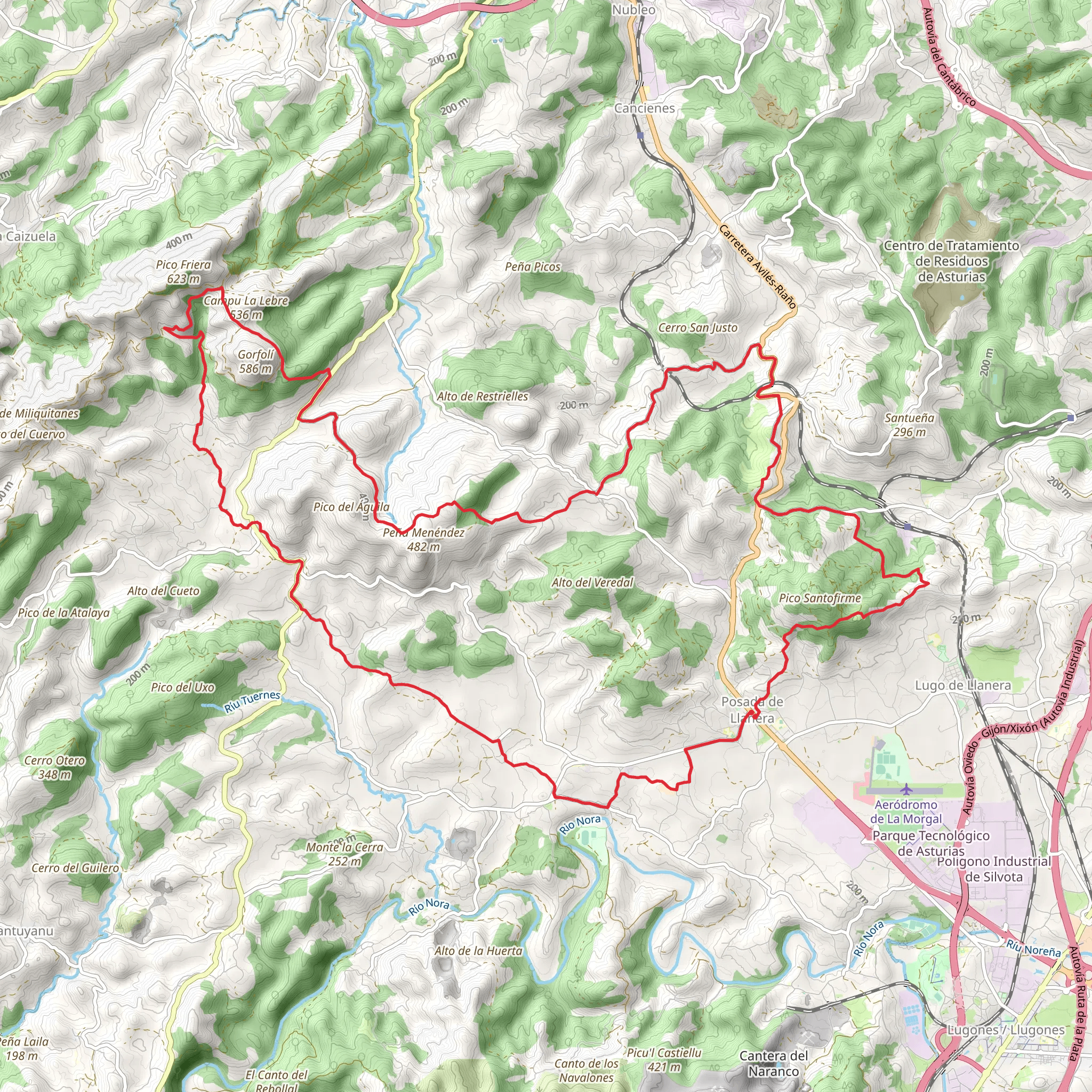 GR 200 Los Palacios de Llanera mobile static map