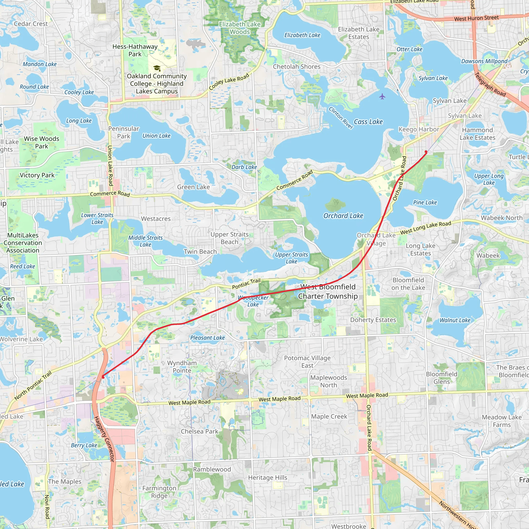 West Bloomfield Trail from Covington Crossing mobile static map