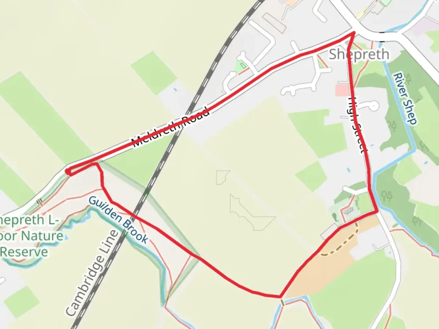 An image depicting the trail Shepreth Loop and its surrounding area.