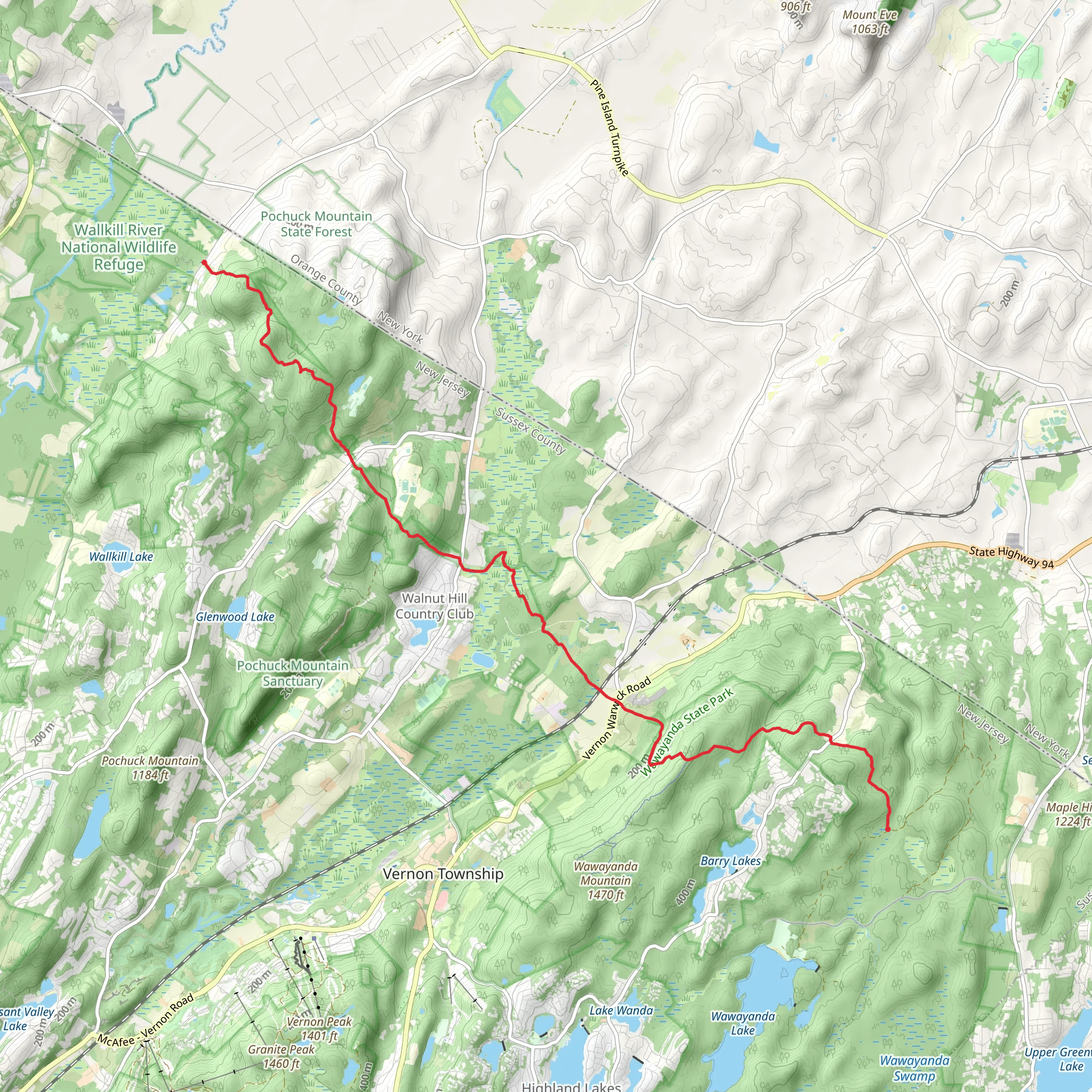 Lake Wallkill Road and Appalachian Trail mobile static map