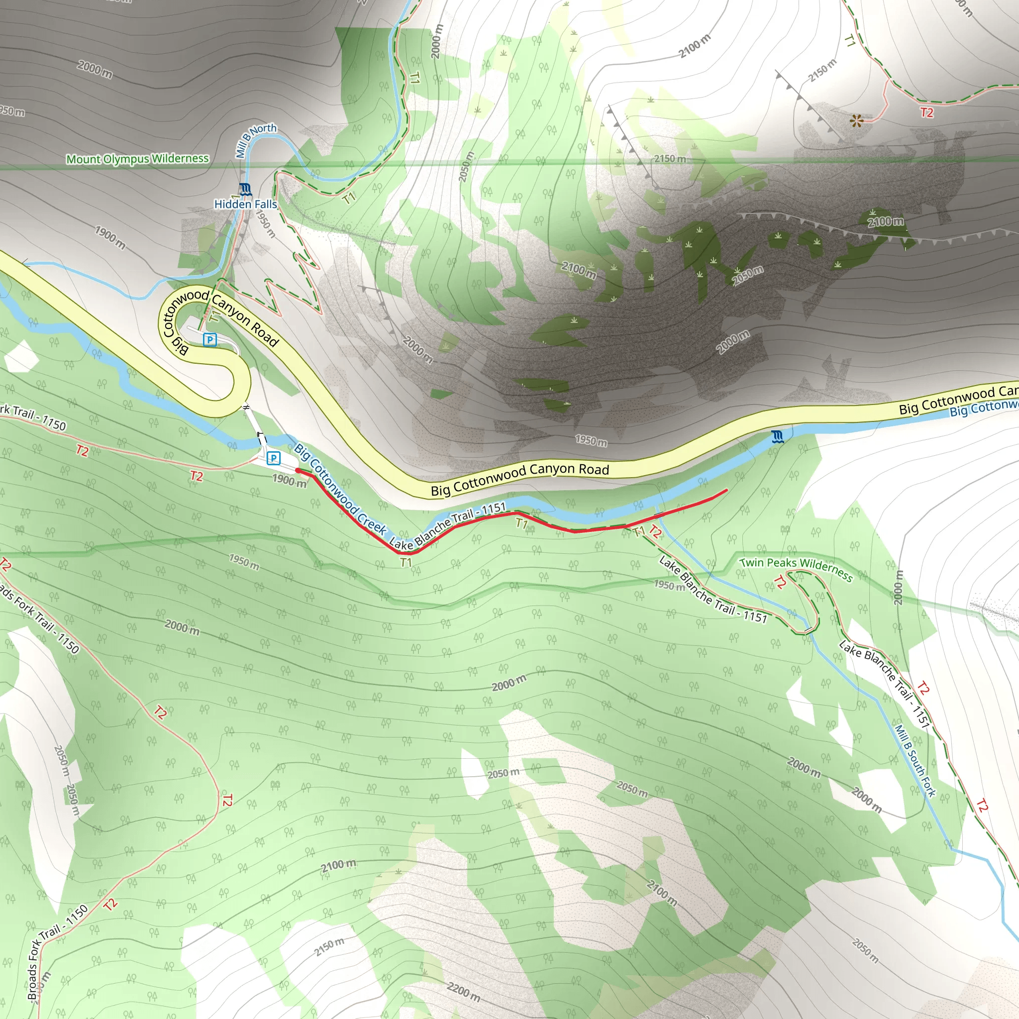 Lake Blanche Trail - Short mobile static map