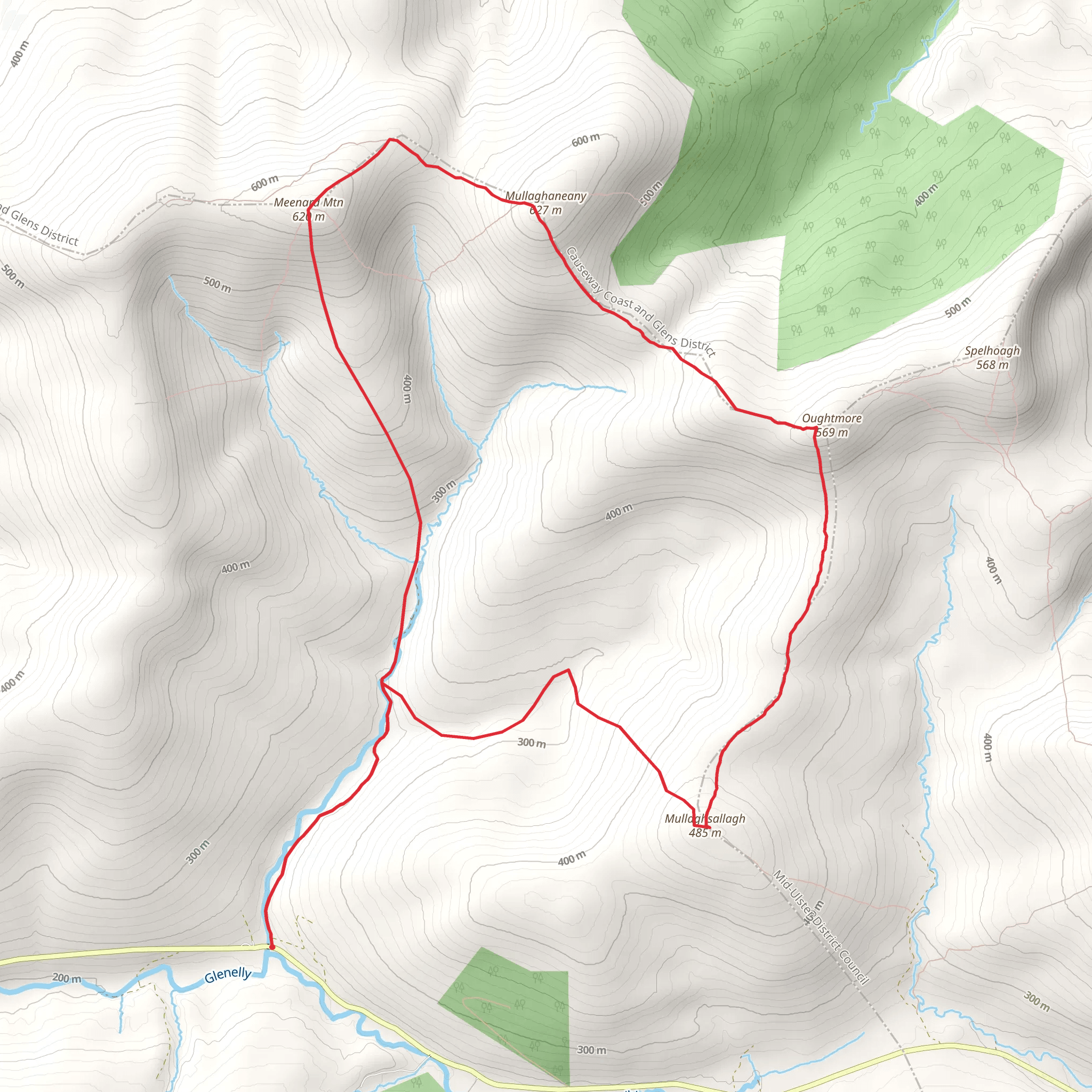 Mullaghaneany and Oughtmore Loop mobile static map