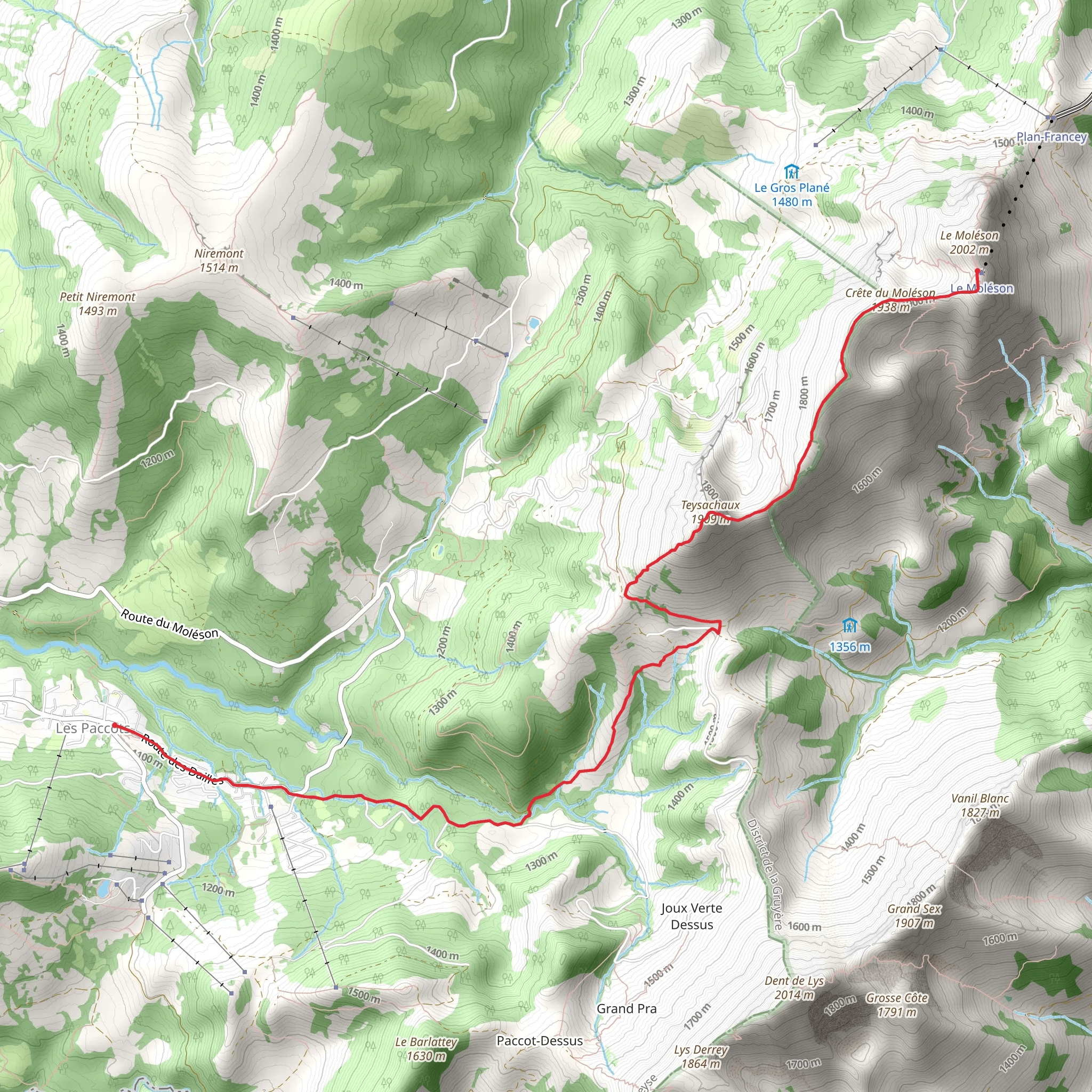 Teysachaux Ridge Trail mobile static map