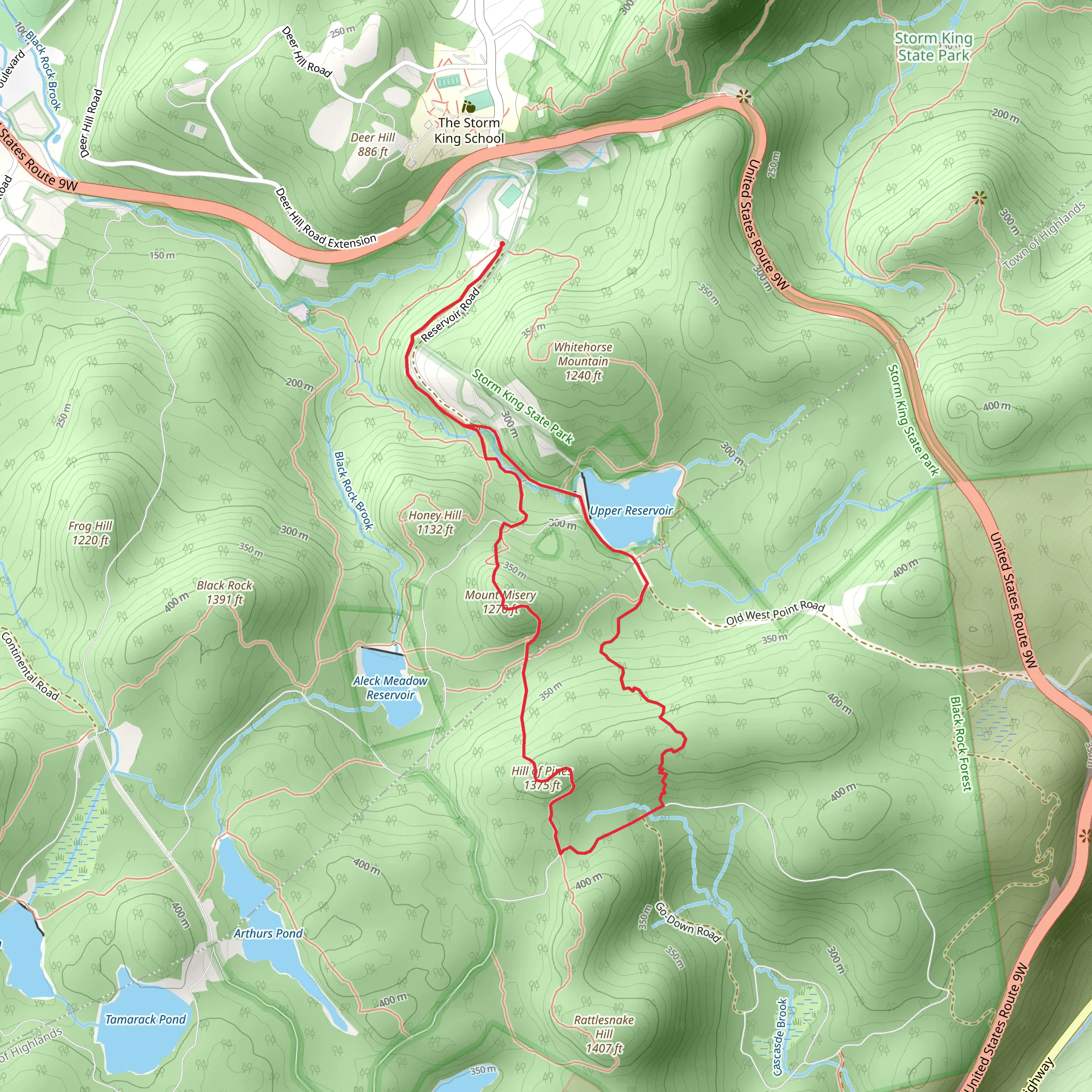 Hill of Pines and Upper Reservoir Loop Trail mobile static map