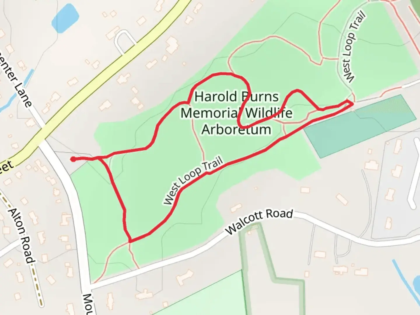 An image depicting the trail West Loop Trail - World War and its surrounding area.