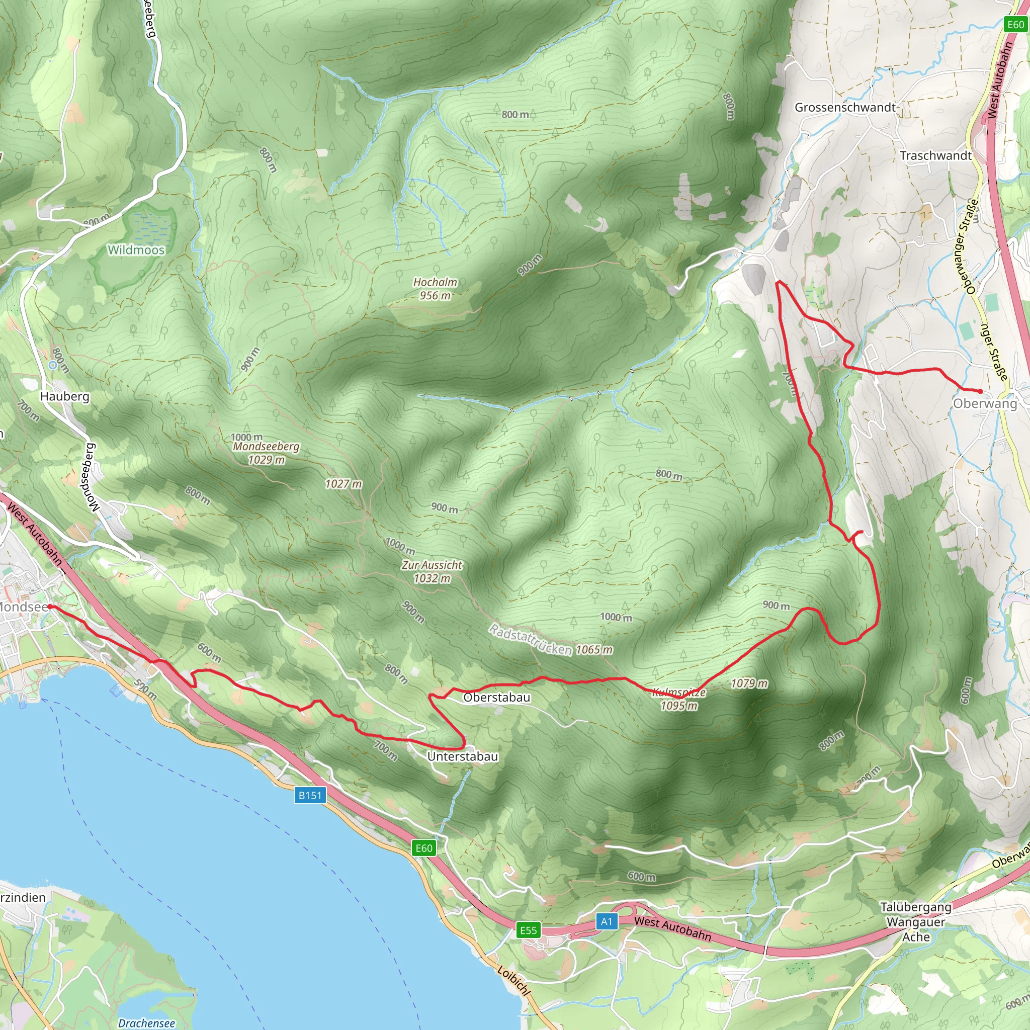Mondsee - Kulm's Peak - Oberwang mobile static map