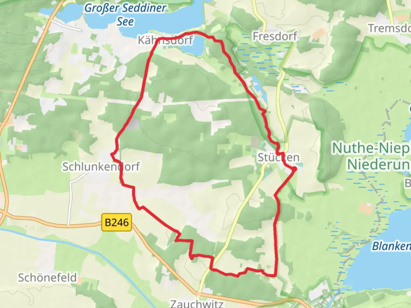 An image depicting the trail Stucken and Schlunkendorf Loop and its surrounding area.