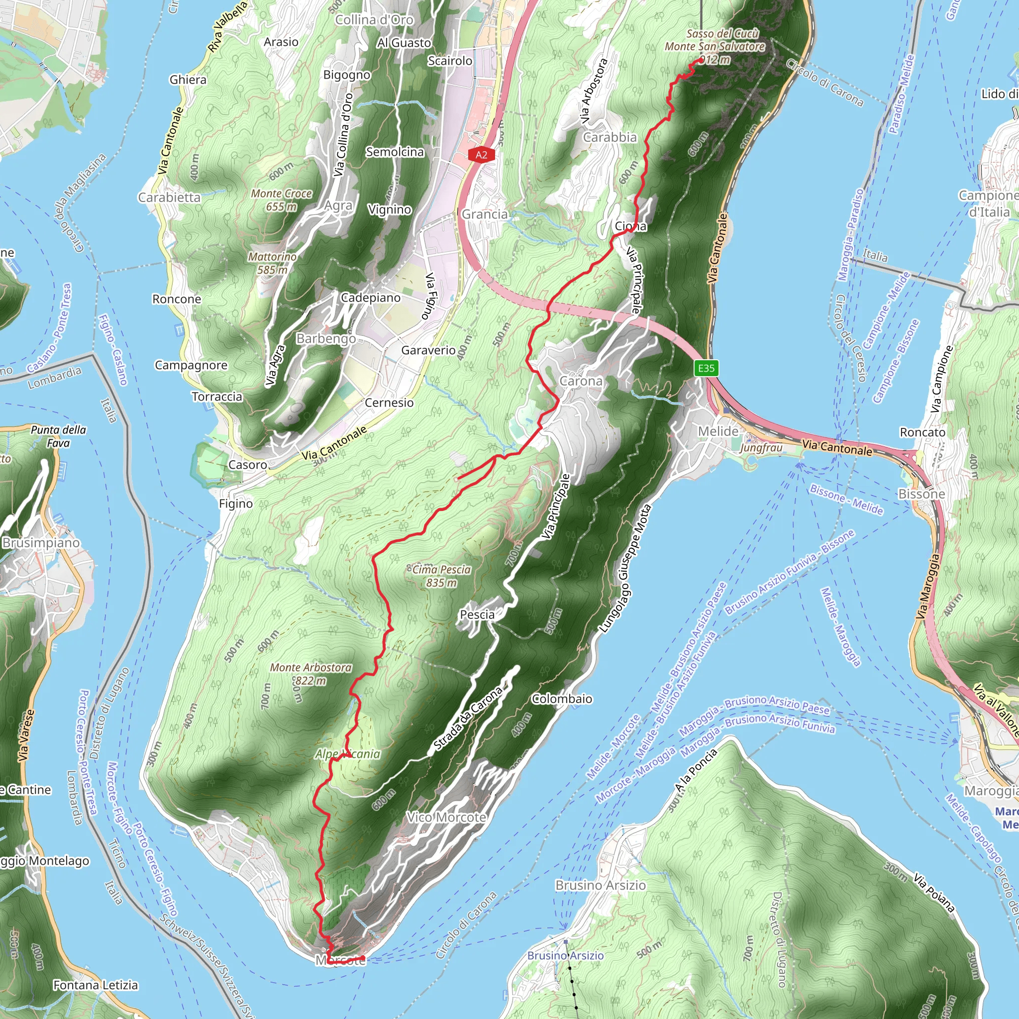 San Salvatore to Marcote mobile static map