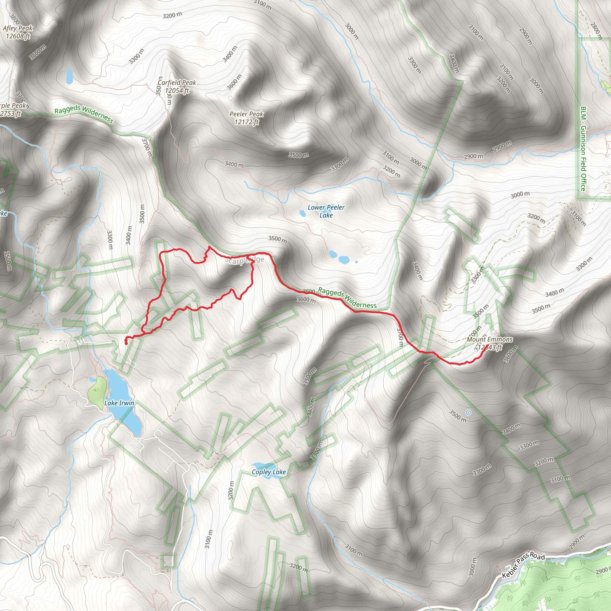 Mount Emmons via Scarp Ridge Trail mobile static map