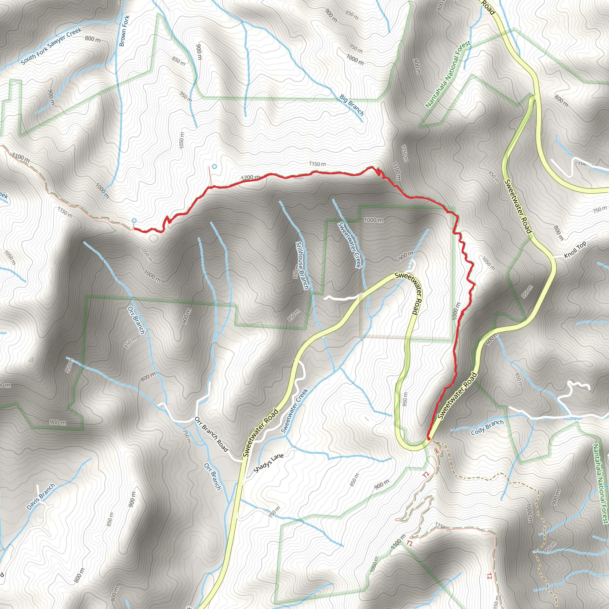 Brown Fork Gap via Appalachian Trail mobile static map