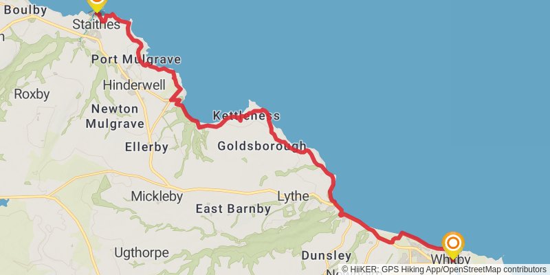 England Coast Path - Filey Brigg to Middlesbrough stage 4 Map