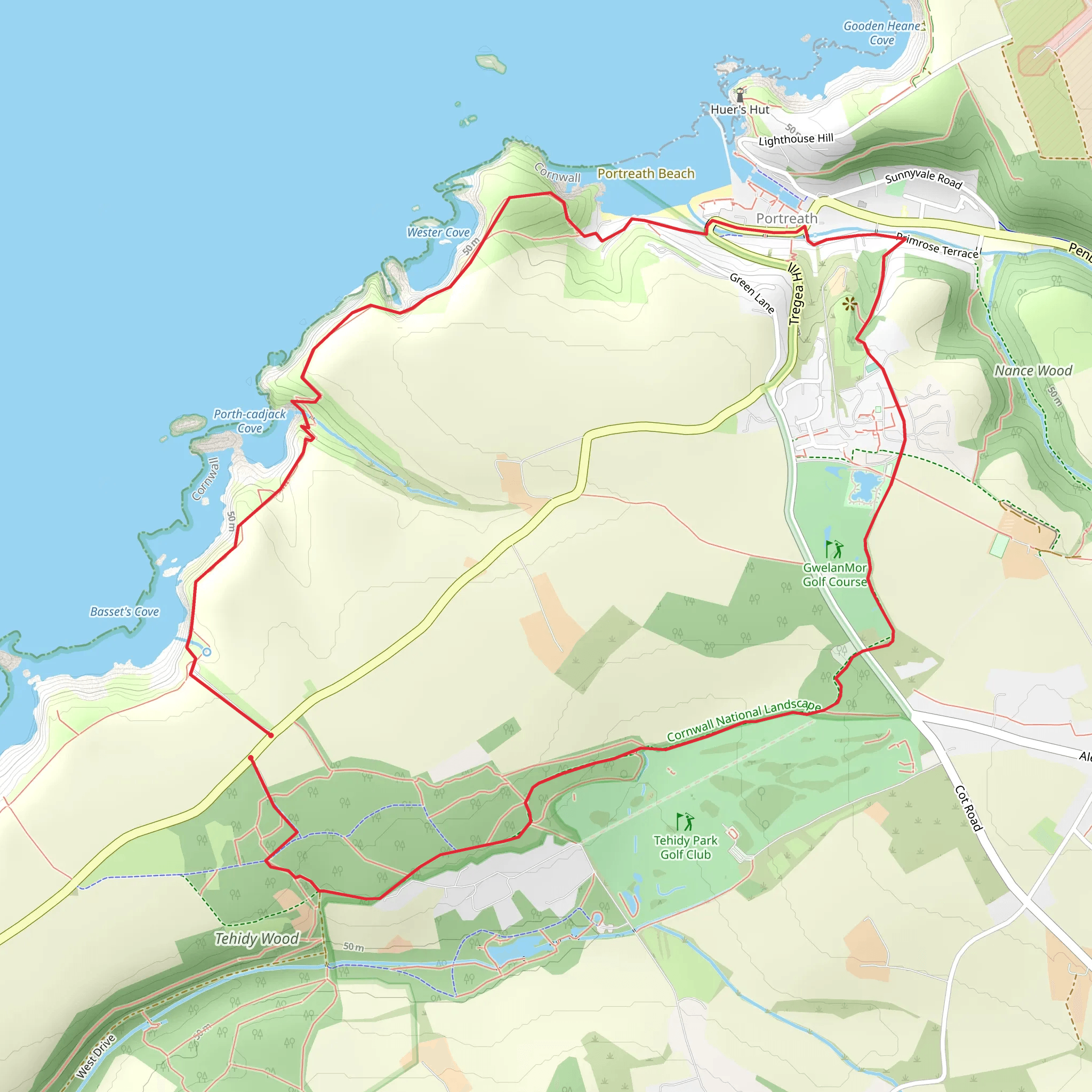Portreath from North Cliffs mobile static map
