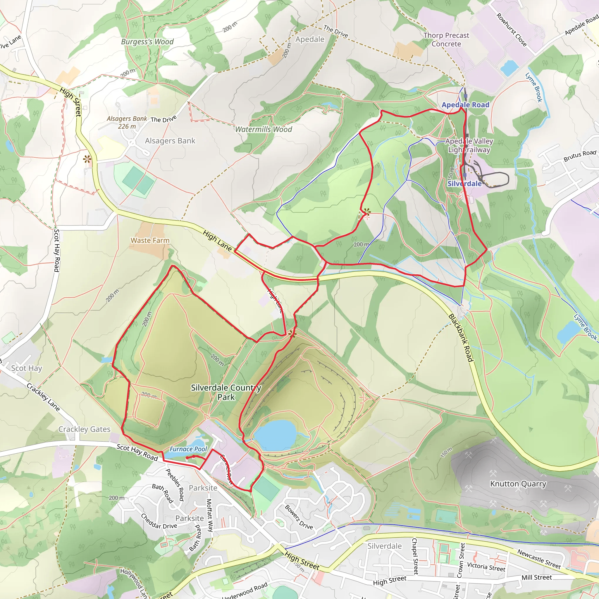 Silverdale Community Park and Apedale Community Country Park Loop mobile static map