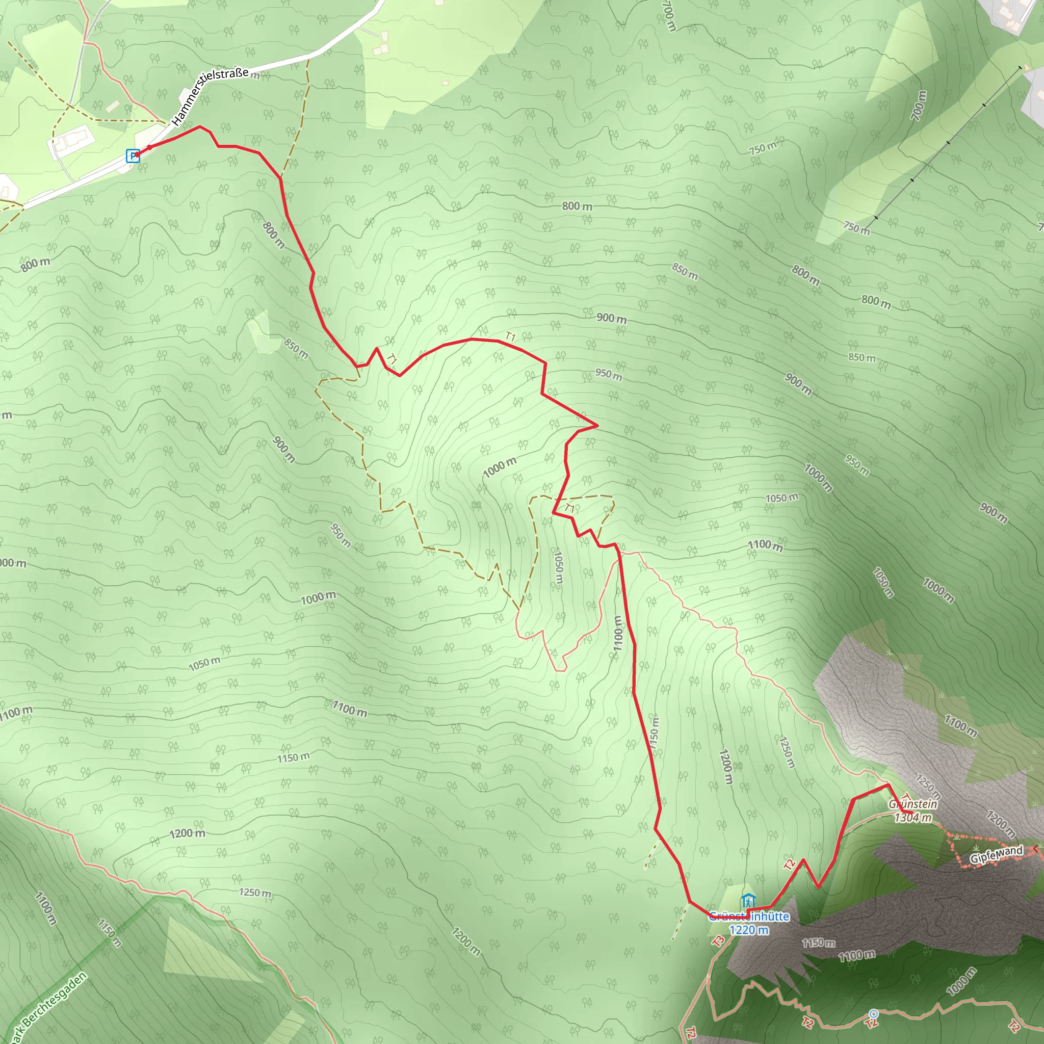 Grünstein Peak Walk via Salzalpensteig mobile static map