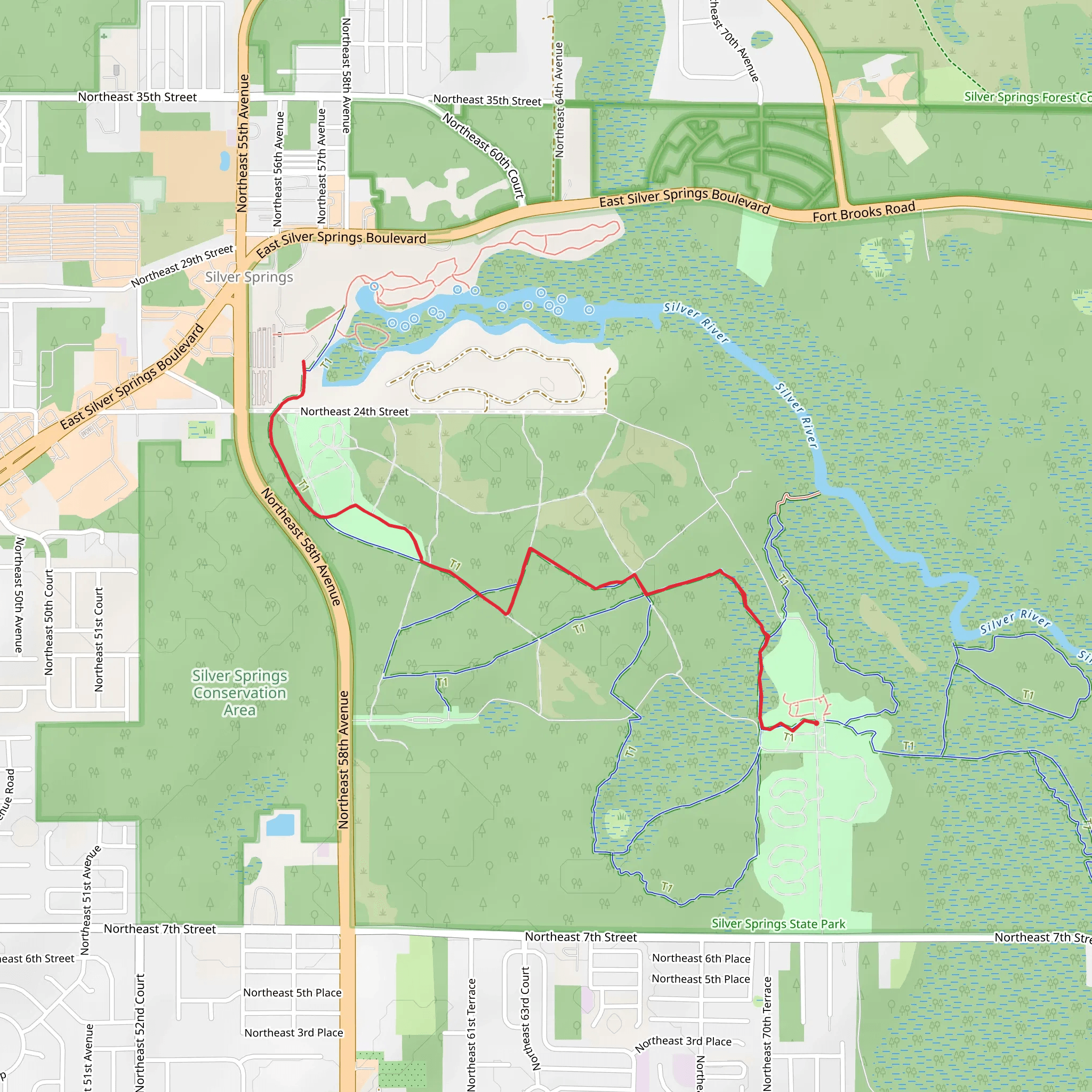 Silver Spring Out and Back mobile static map