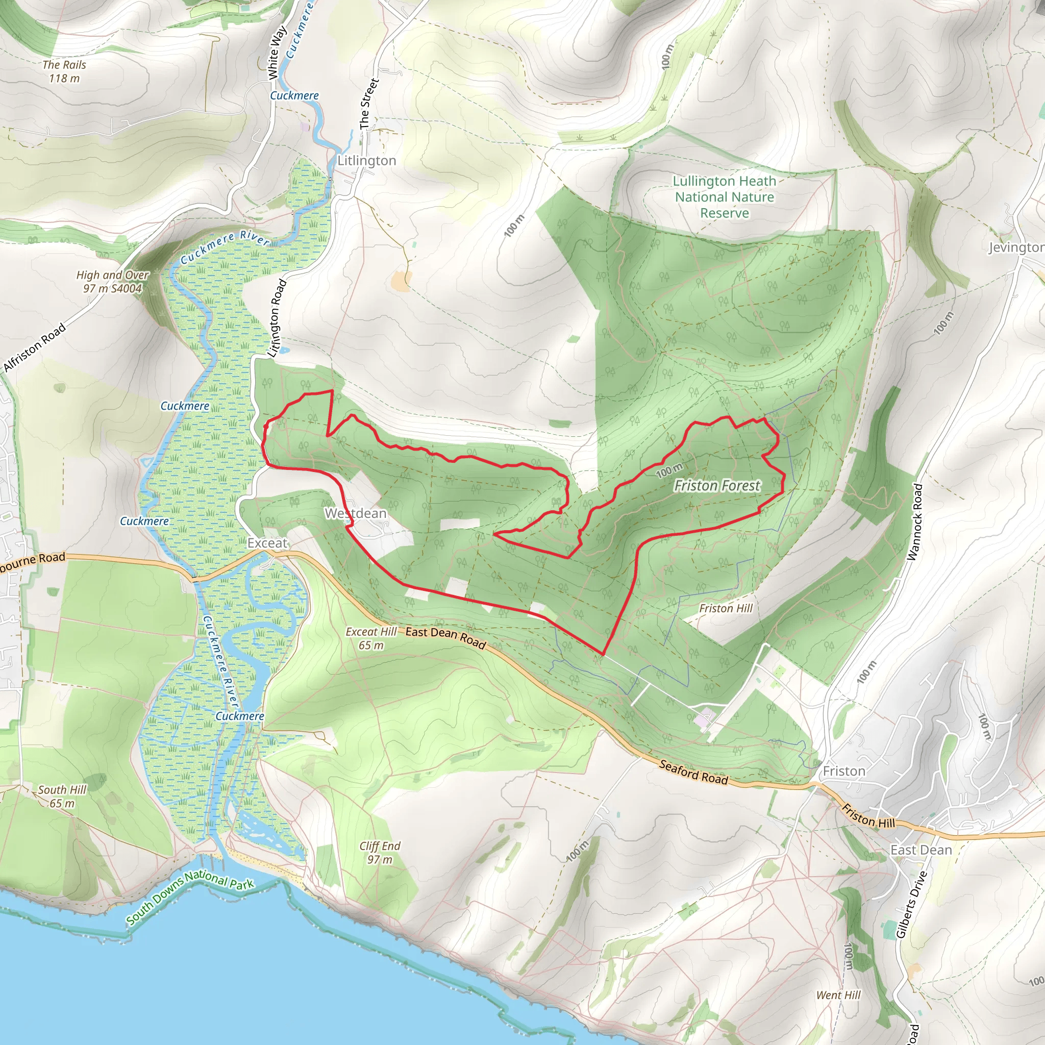 Friston Forest Loop - Westdean mobile static map