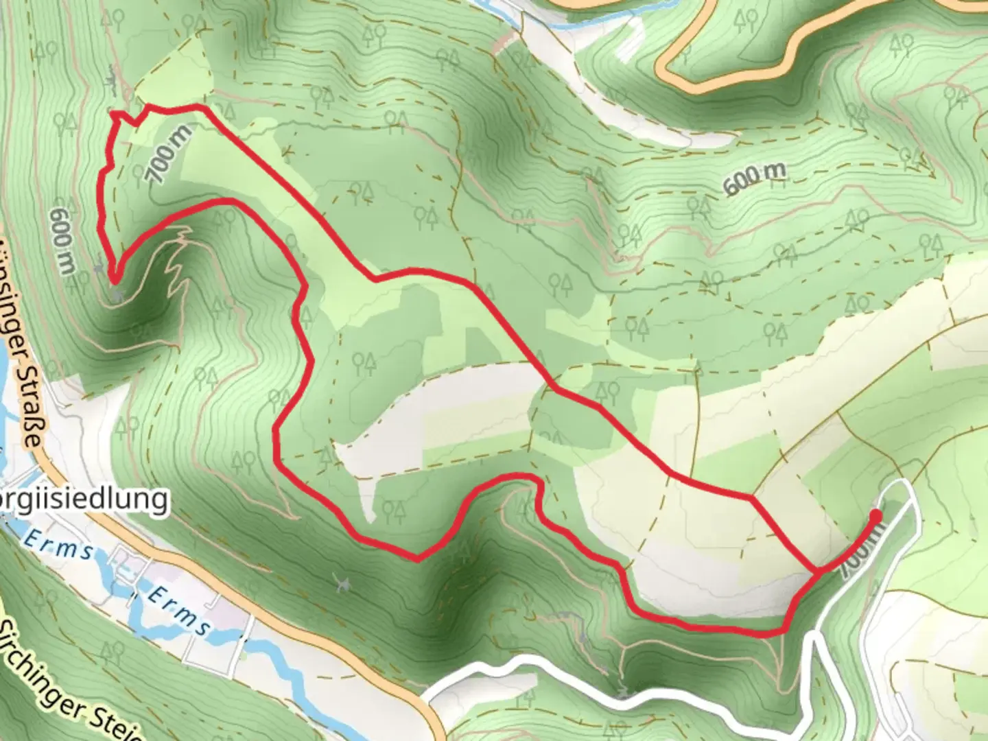 An image depicting the trail Kunstmühlefels and Hochberg Loop via Wittlingen Bad Urach and its surrounding area.