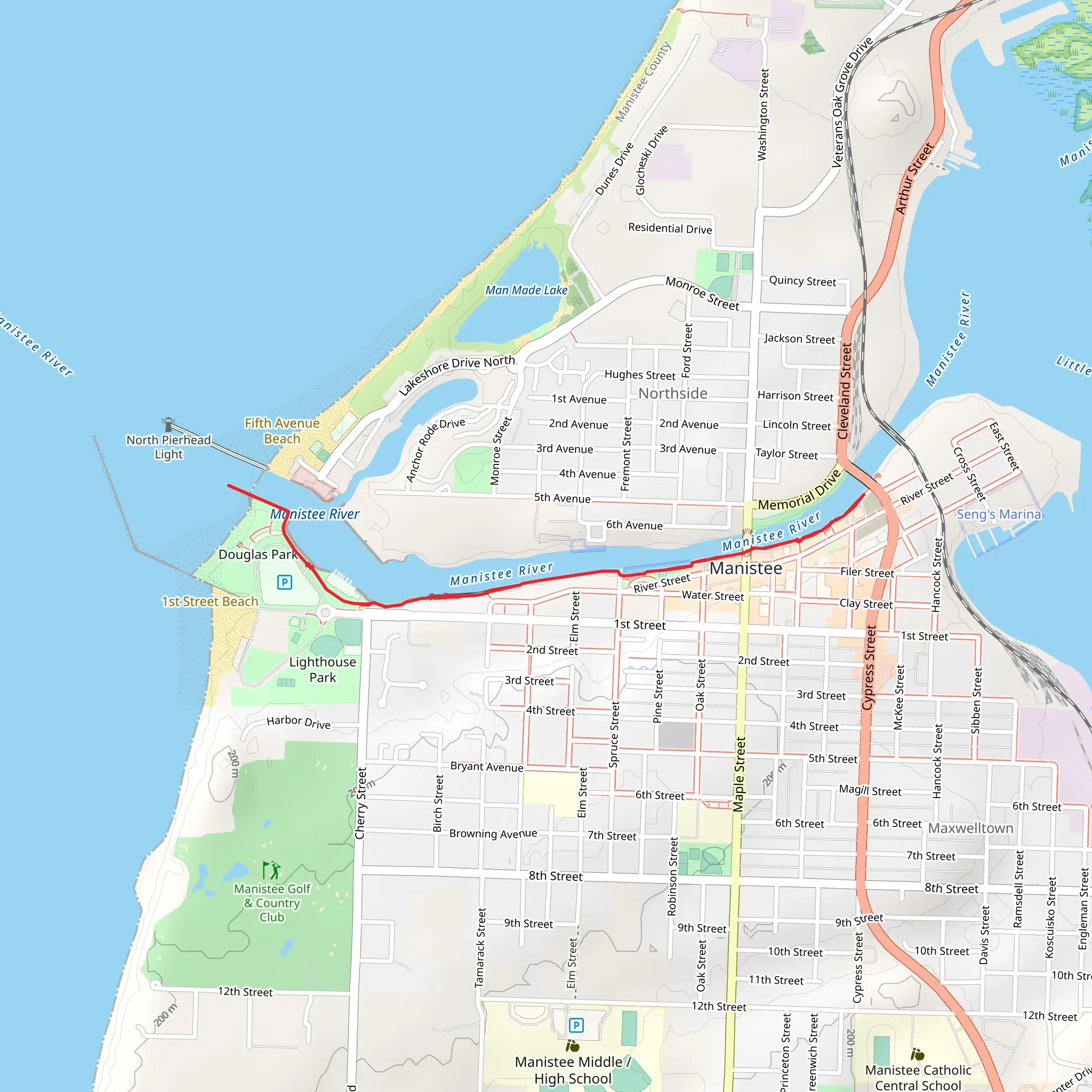 Manistee River Walk mobile static map