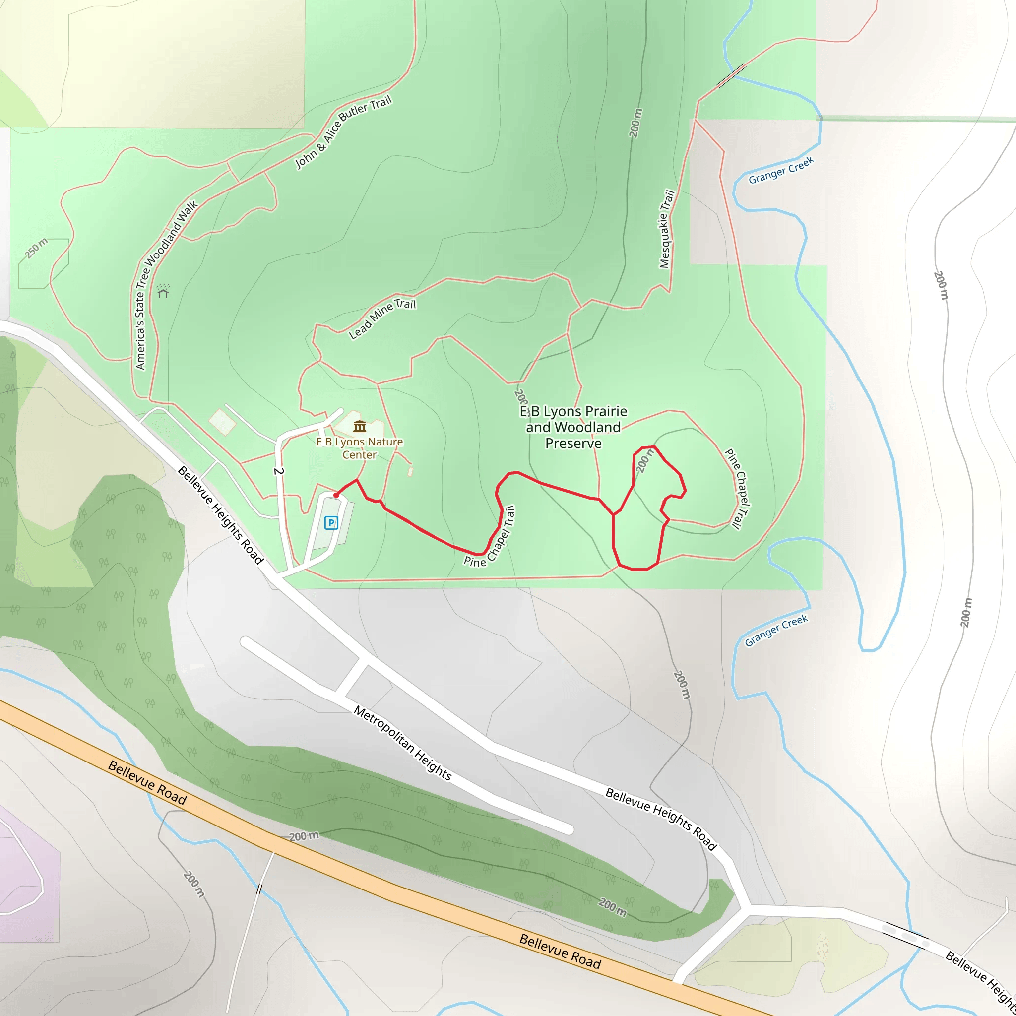 E B Lyons Prairie and Woodland Preserve Short Loop - South mobile static map