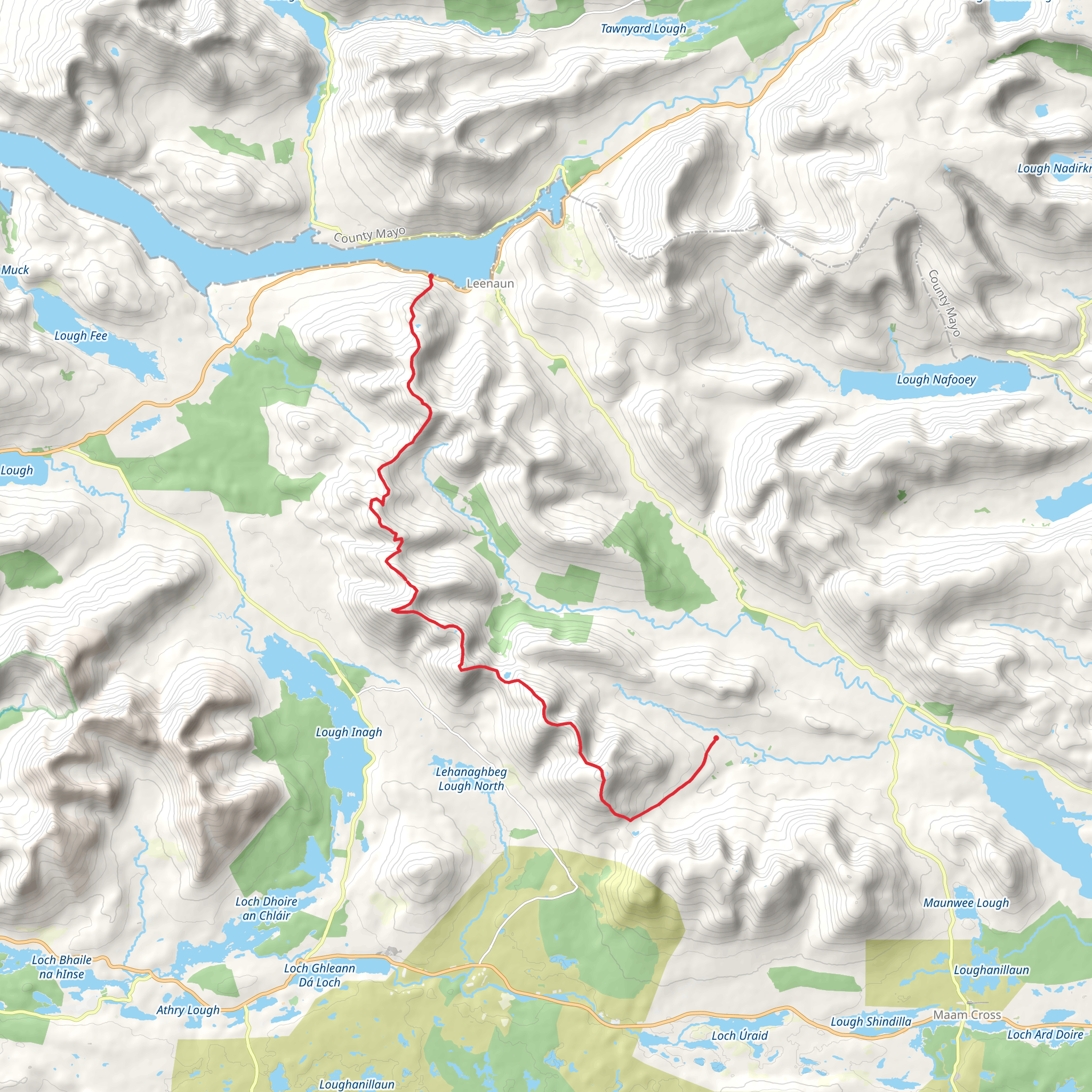 Binn Chaonaigh and Binn Bhán Walk via Western Way - Galway mobile static map