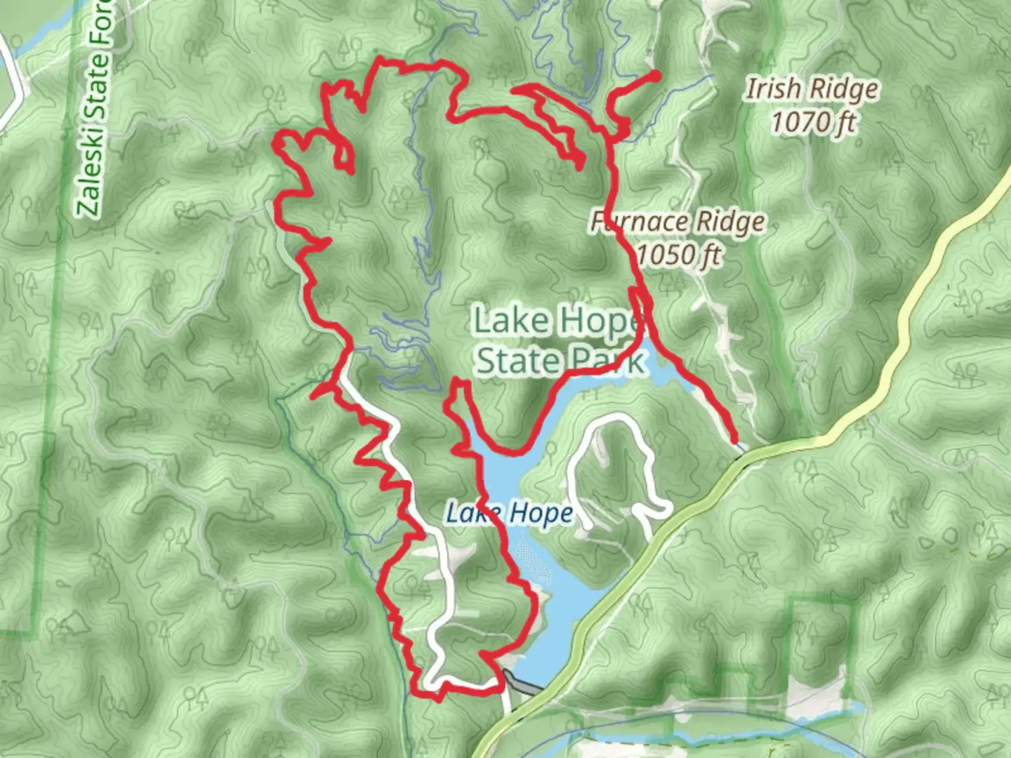 An image depicting the trail Copperhead, Lake Hope and Sidewinder Loop Trail and its surrounding area.