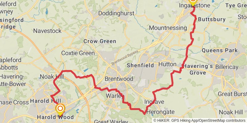 Ipswich to Ilford Walk stage 7 Map