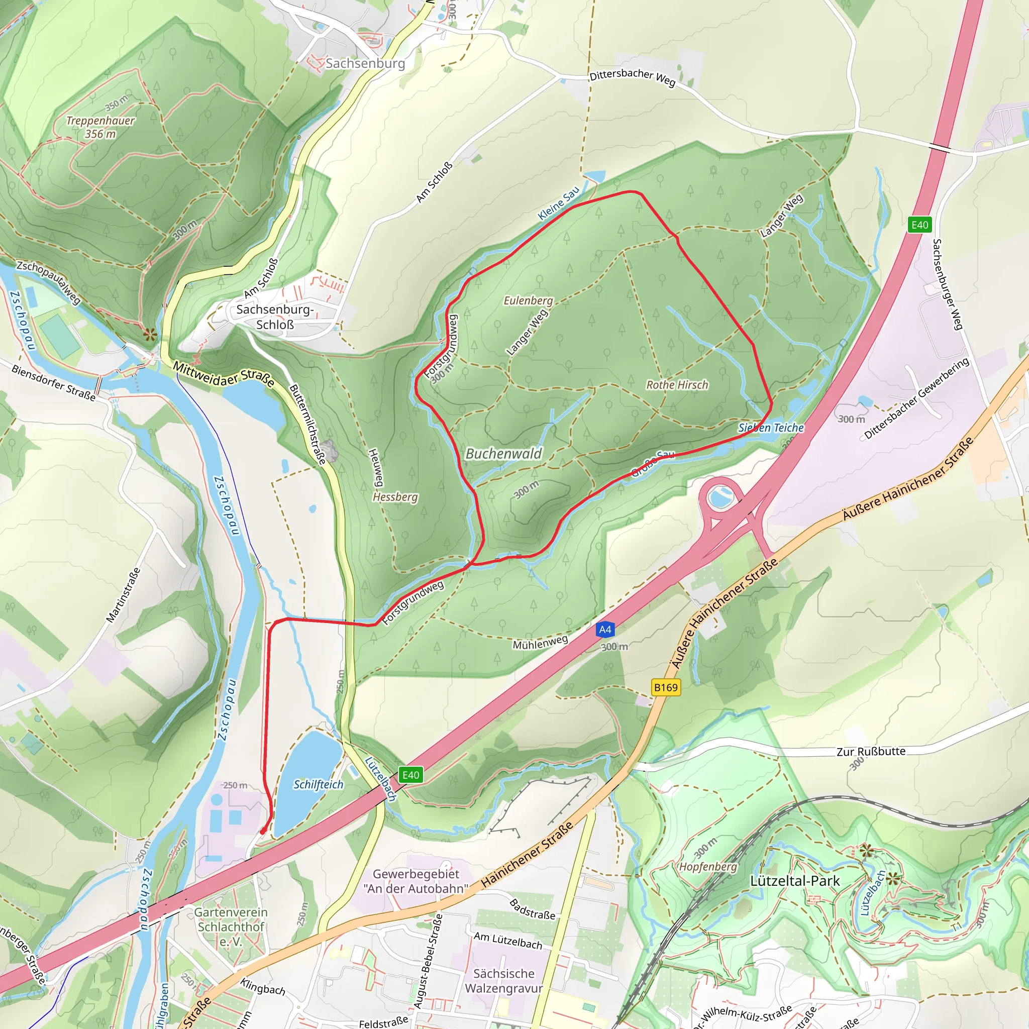 Buchenwald Loop via Schilfteich mobile static map